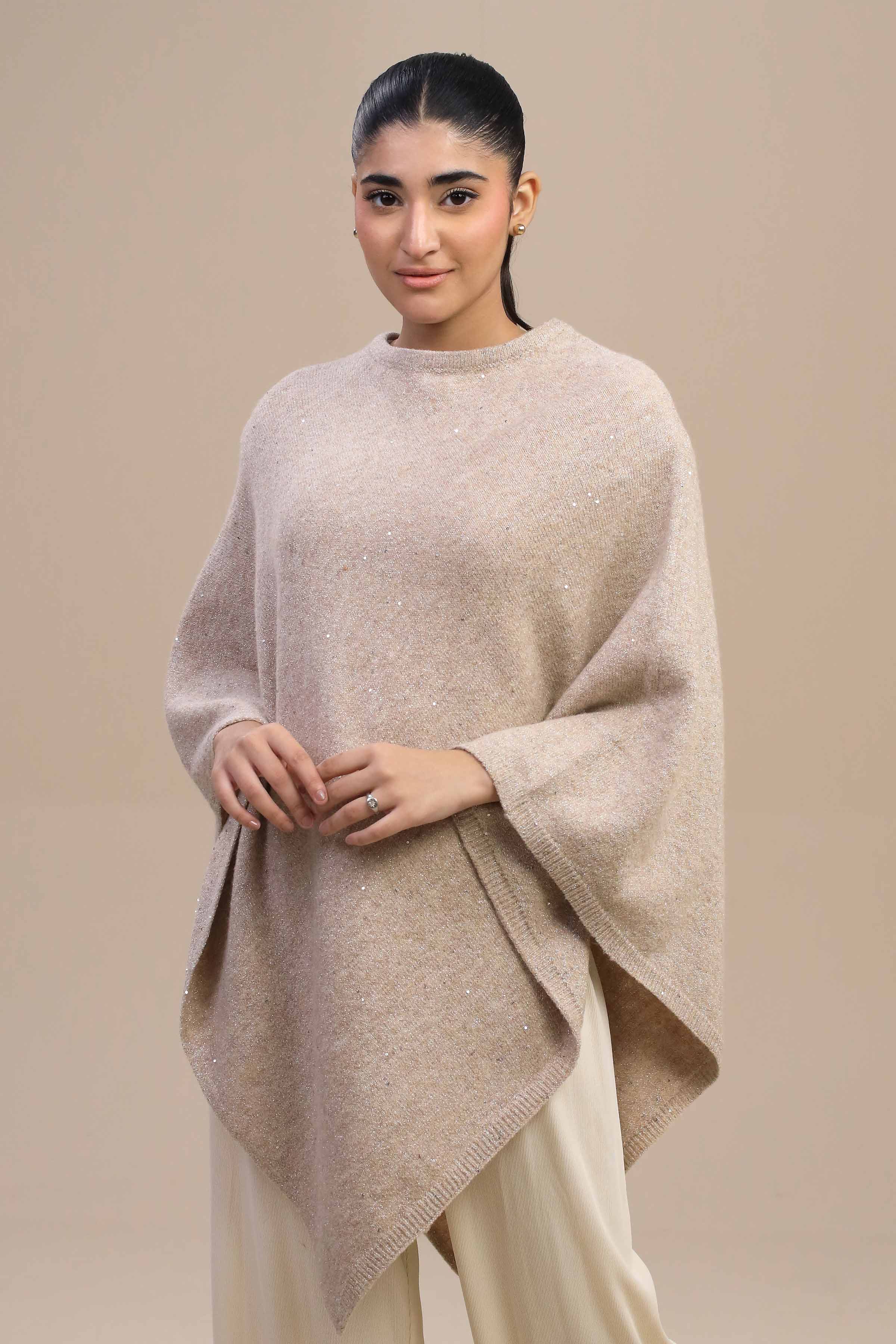 Beige Cape Shawl-446152118 for Women – Winter Women Shawl Collection | Nishat | Shop Online