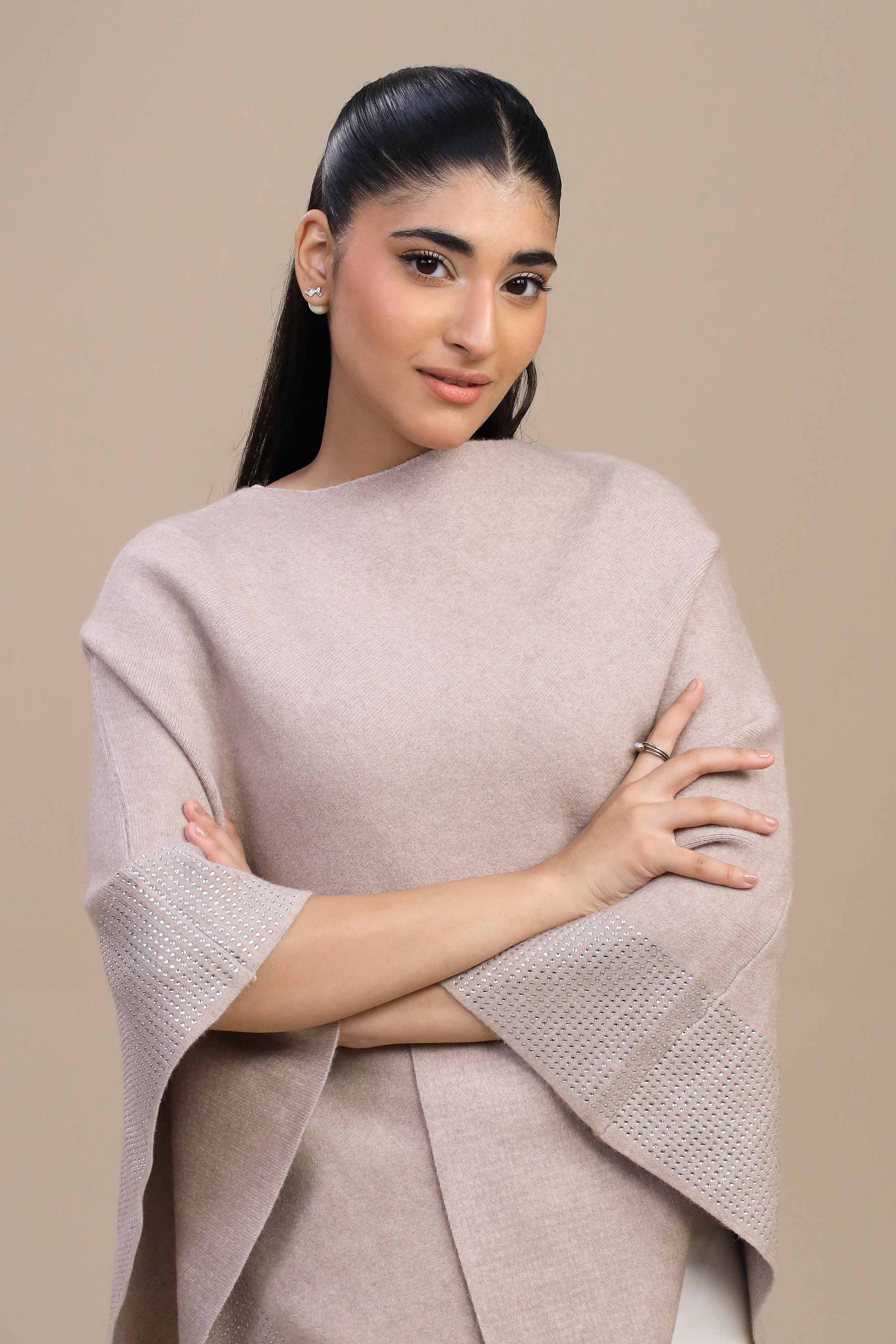 Beige Cape Shawl-446172118 for Women – Winter Women Shawl Collection | Nishat | Shop Online