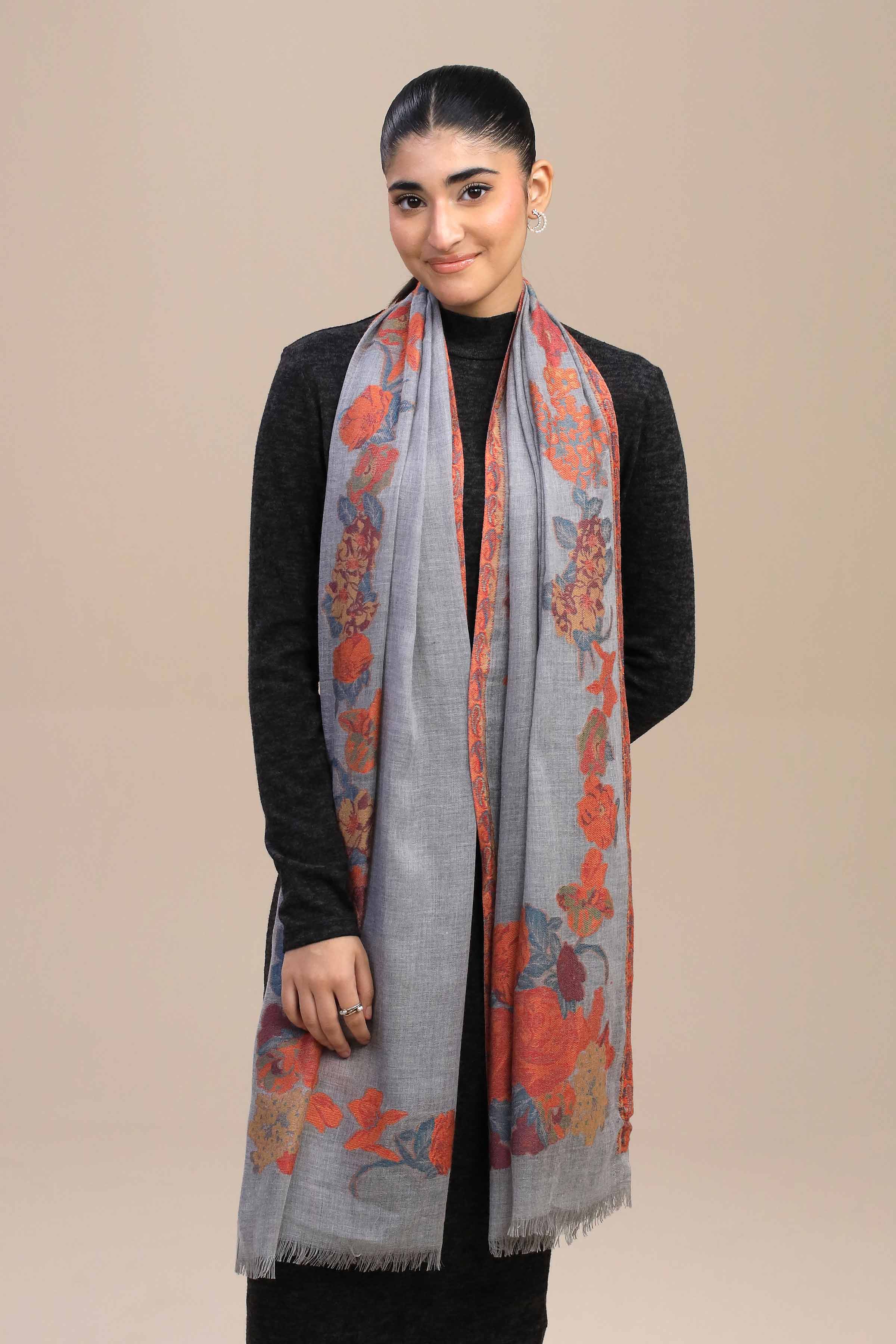 Grey Women's Shawl by Nishat Linen – Stylish Winter Wear
