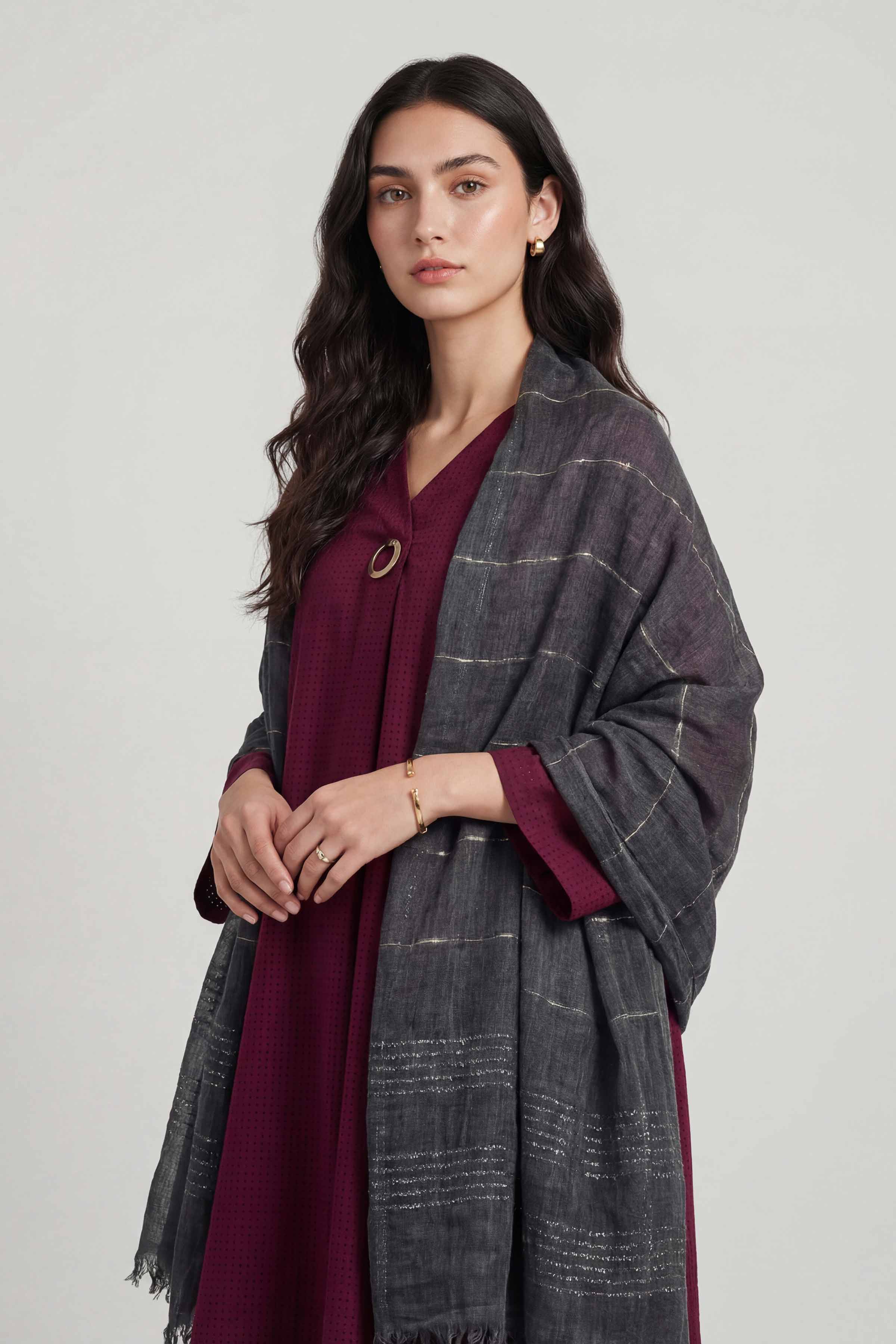 Dark Grey Women Scarf-447772120