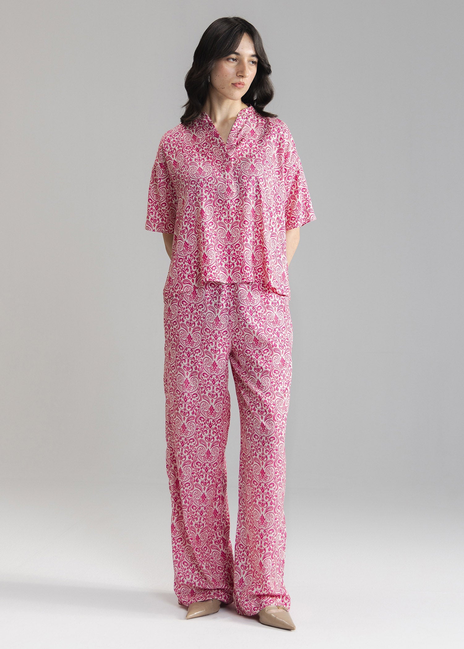 Printed Wide Leg Trouser- WS26-26