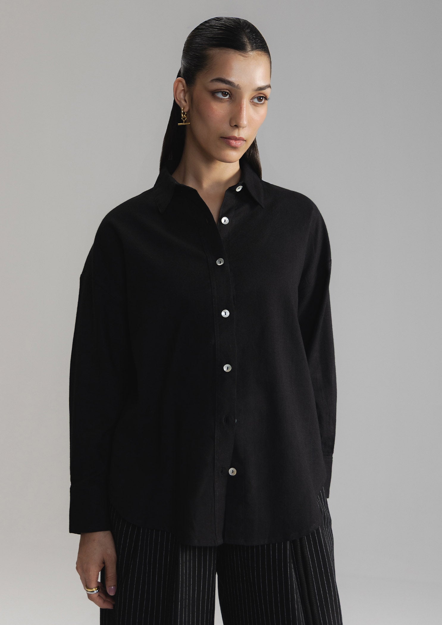 Linen Blend Button Down Shirt-WS26-07