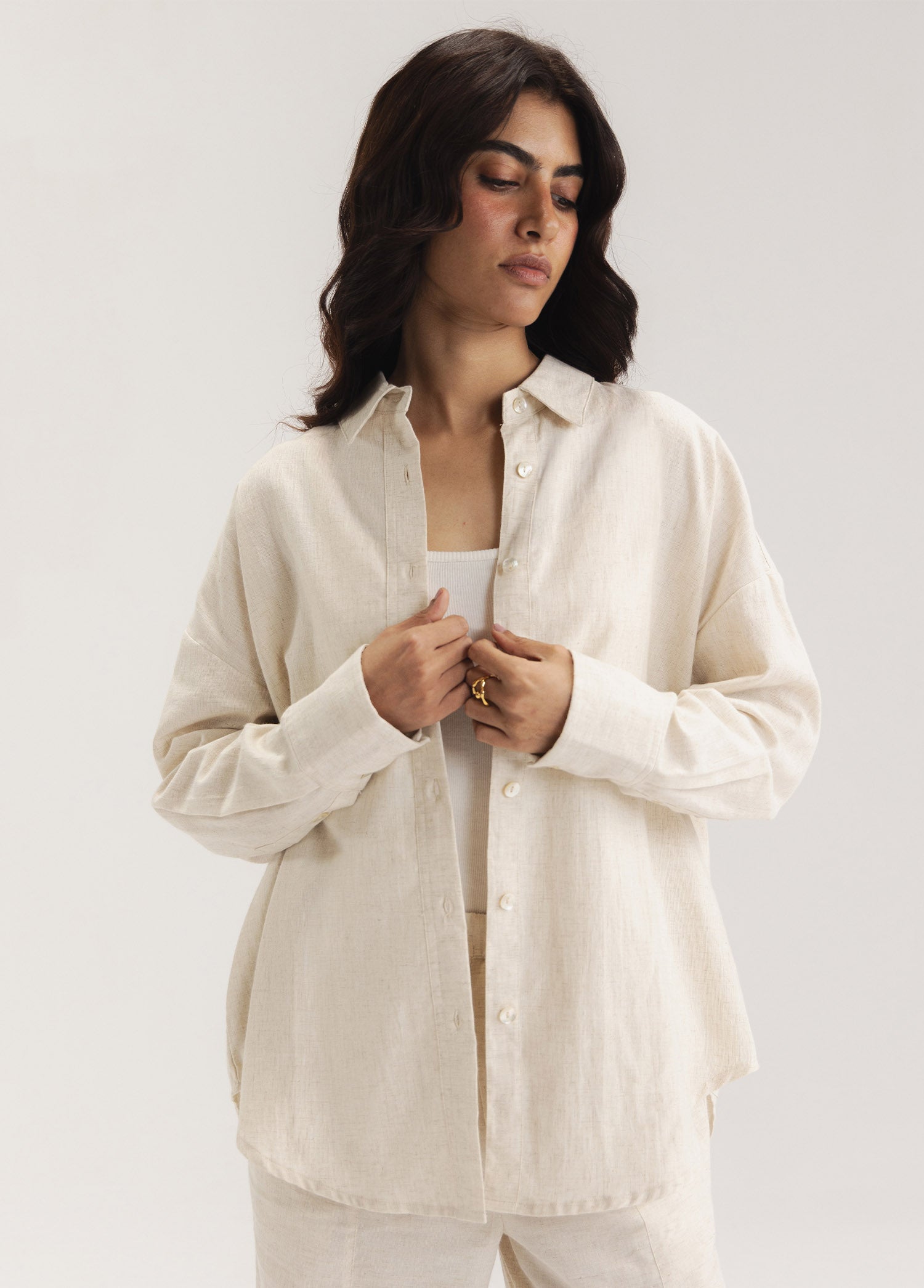 Linen Blend Button Down Shirt- WS26-08