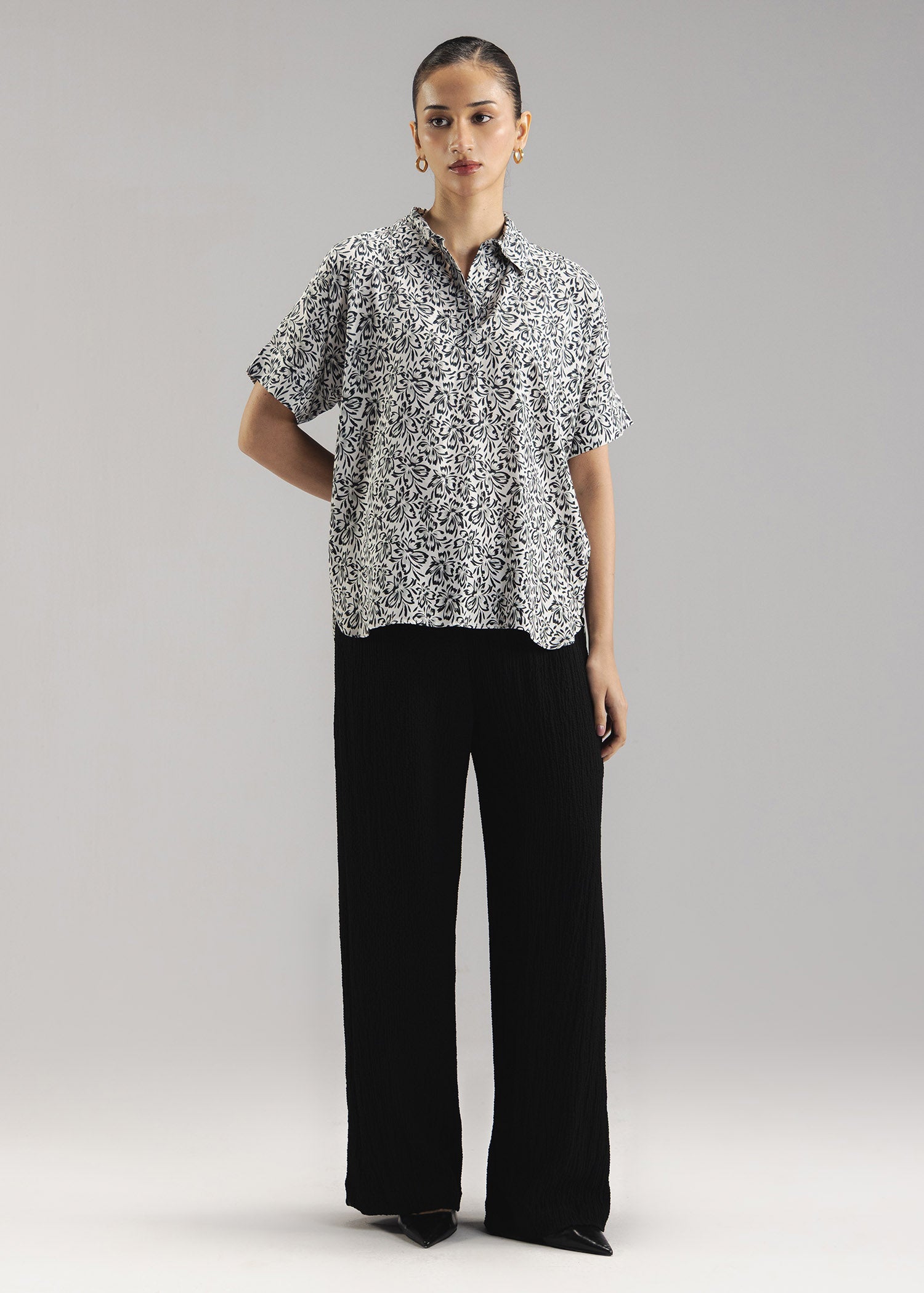Printed Button-Up Shirt- WS26-43