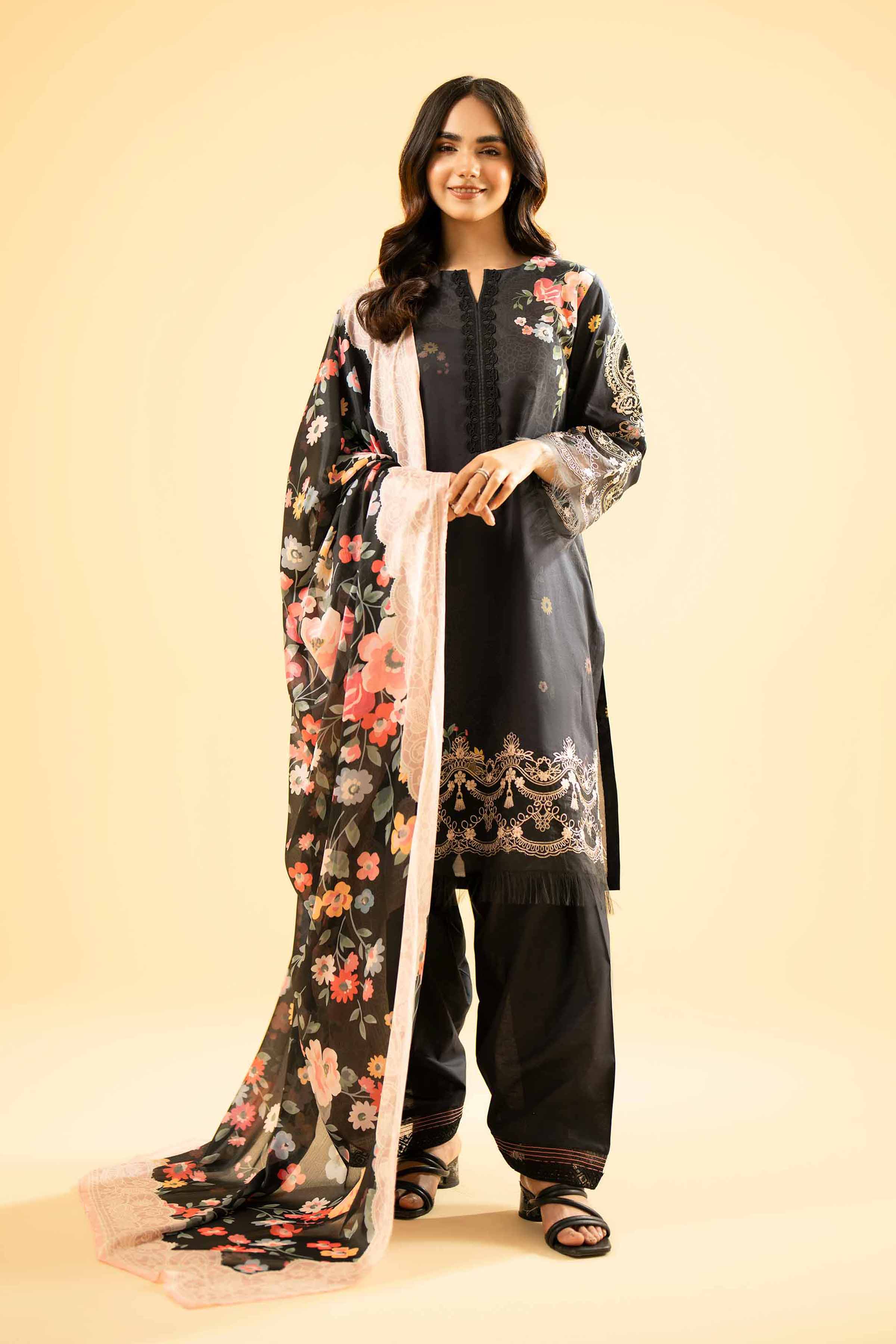 3 Piece - Digital Printed Embroidered Suit - 42401784