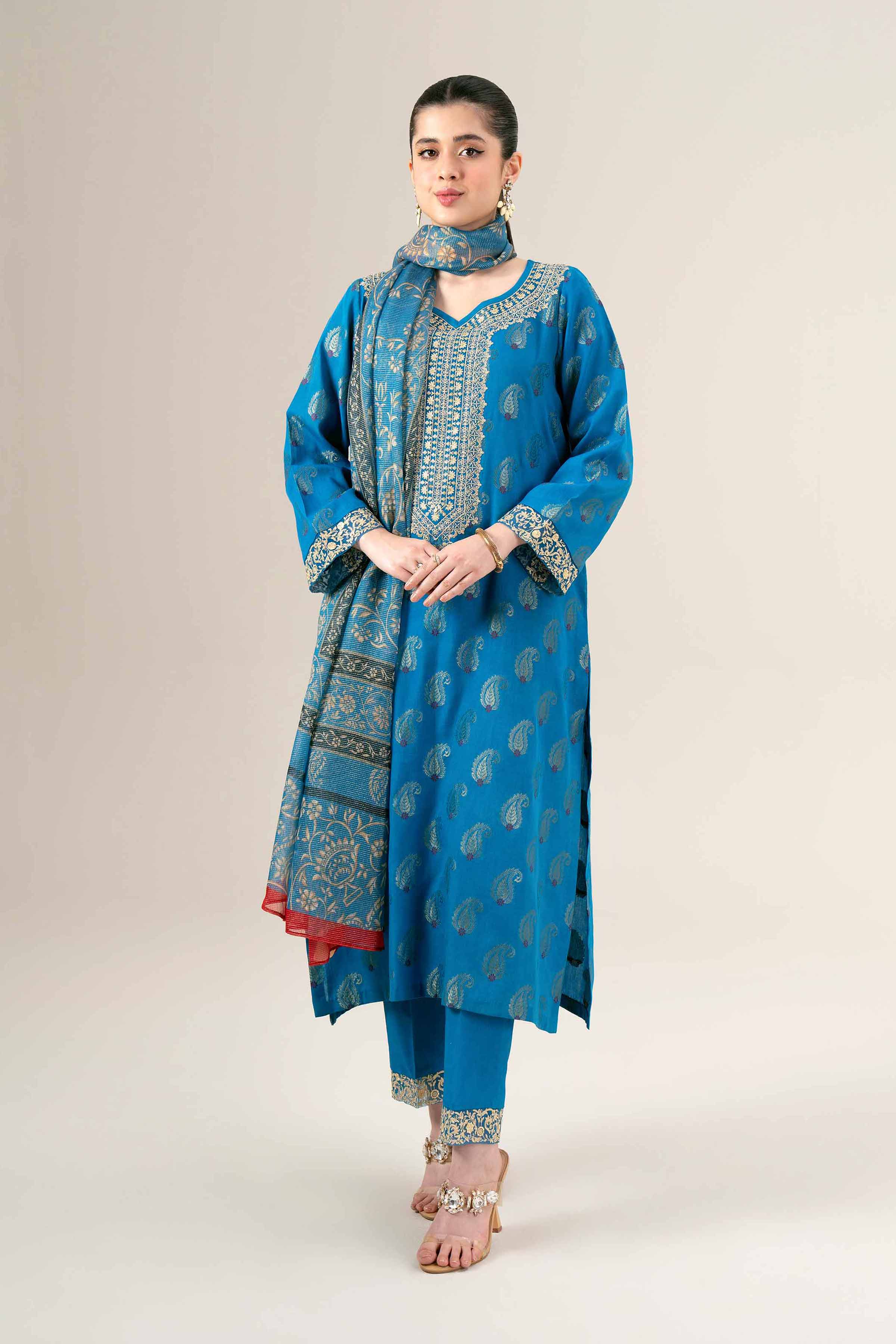 3 Piece - Jacquard Embroidered Suit - 42401929