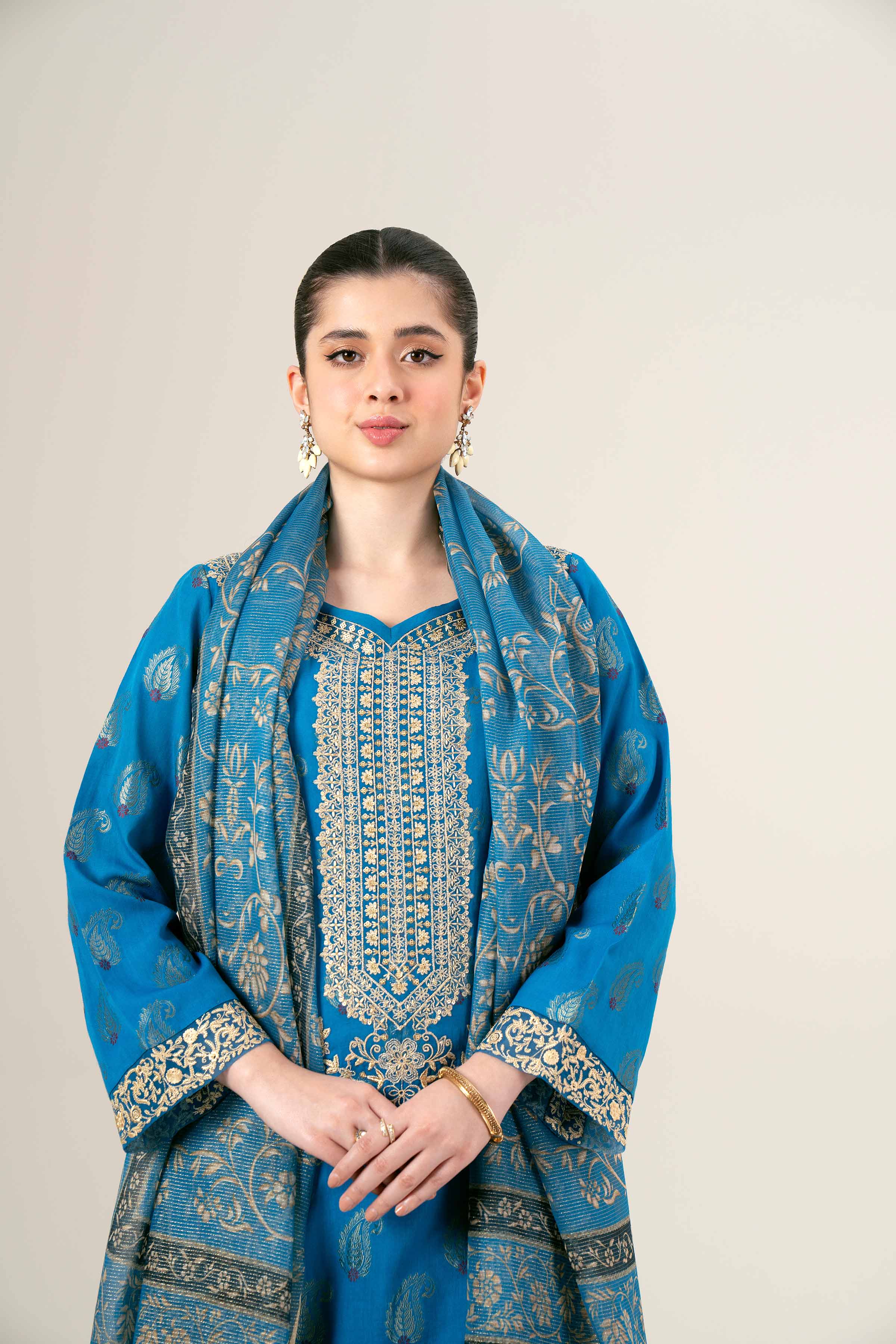 3 Piece - Jacquard Embroidered Suit - 42401929
