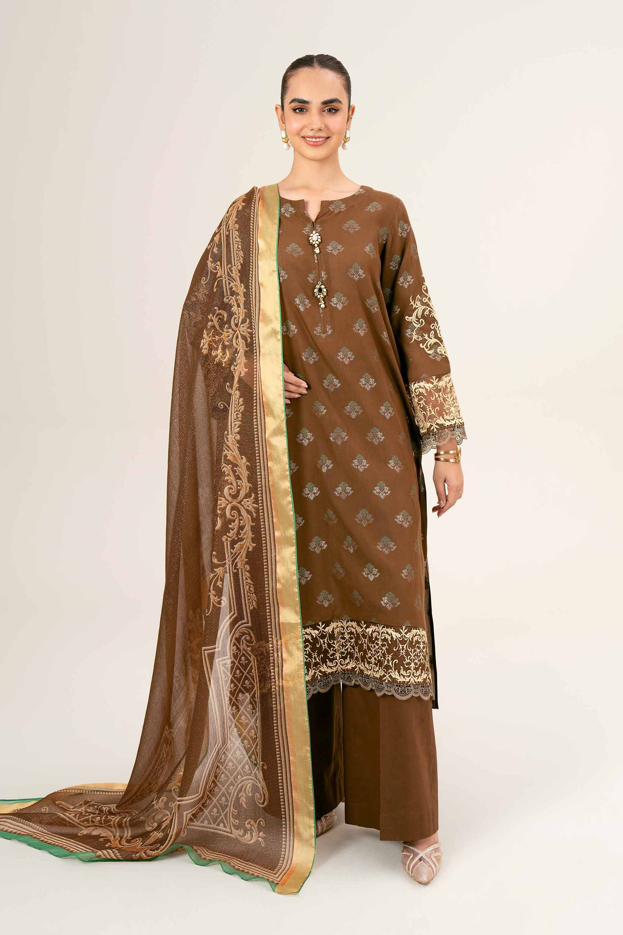 3 Piece - Jacquard Embroidered Suit - 42401930