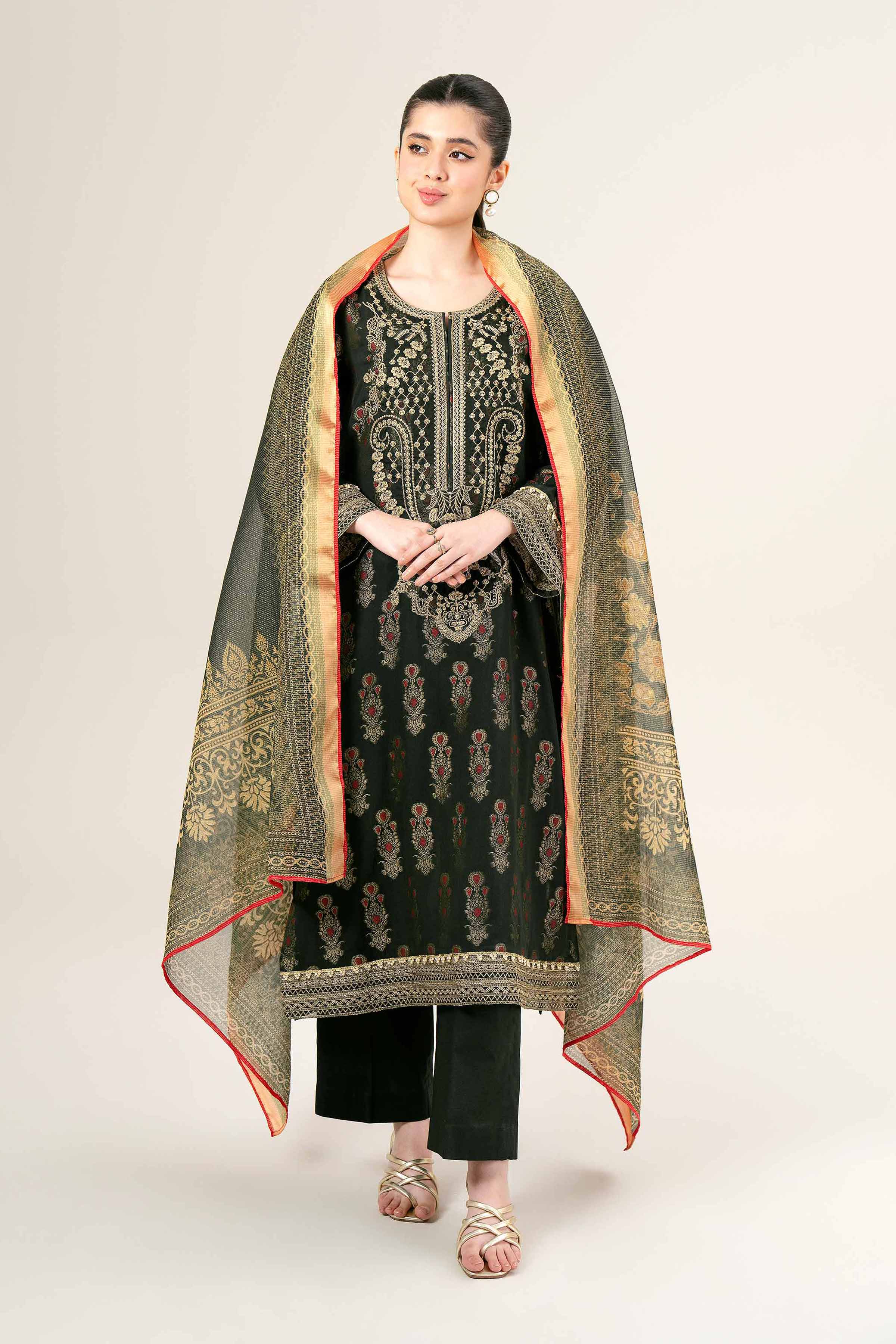 3 Piece - Jacquard Embroidered Suit - 42401932