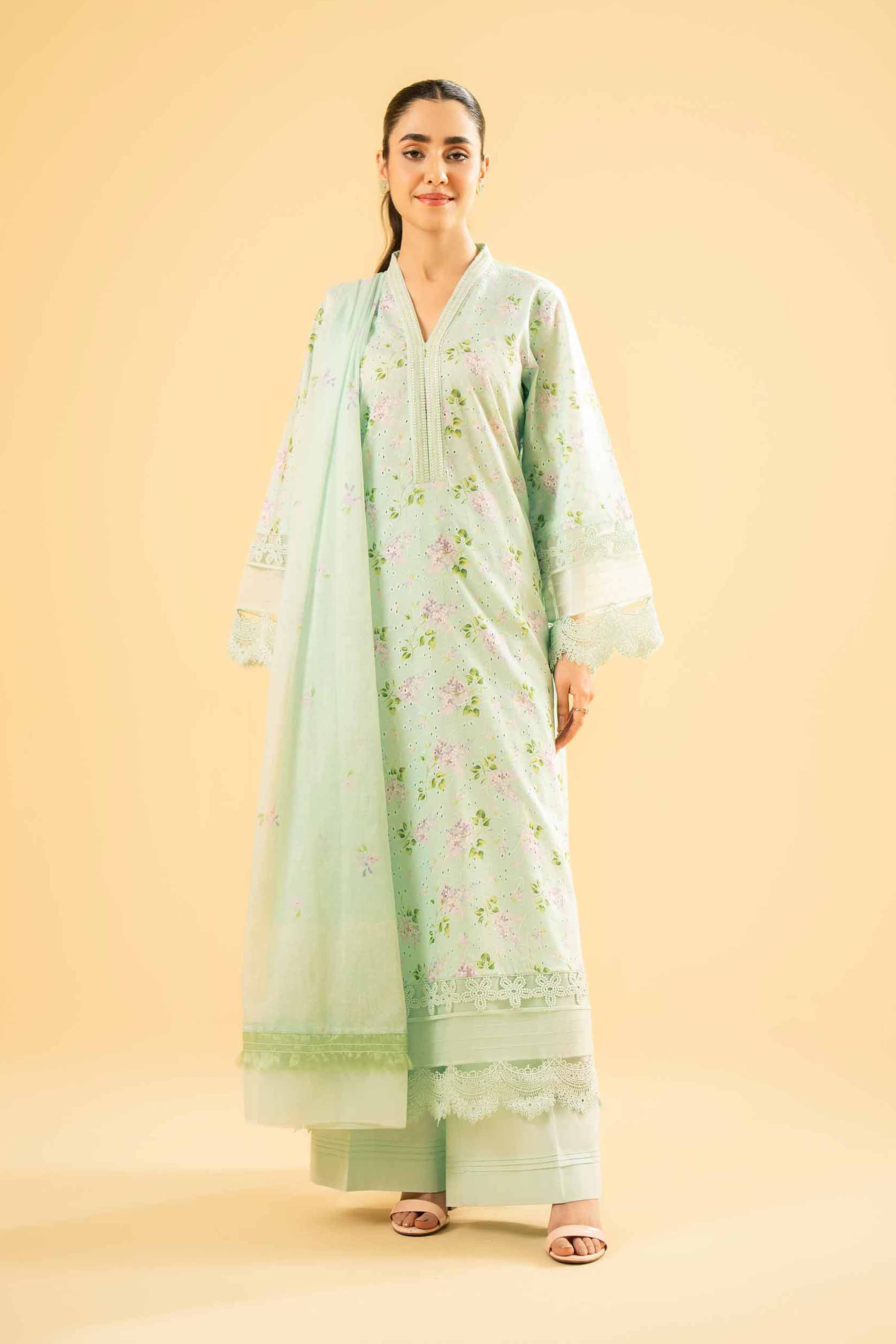 3 Piece - Digital Printed Embroidered Suit - 42401965