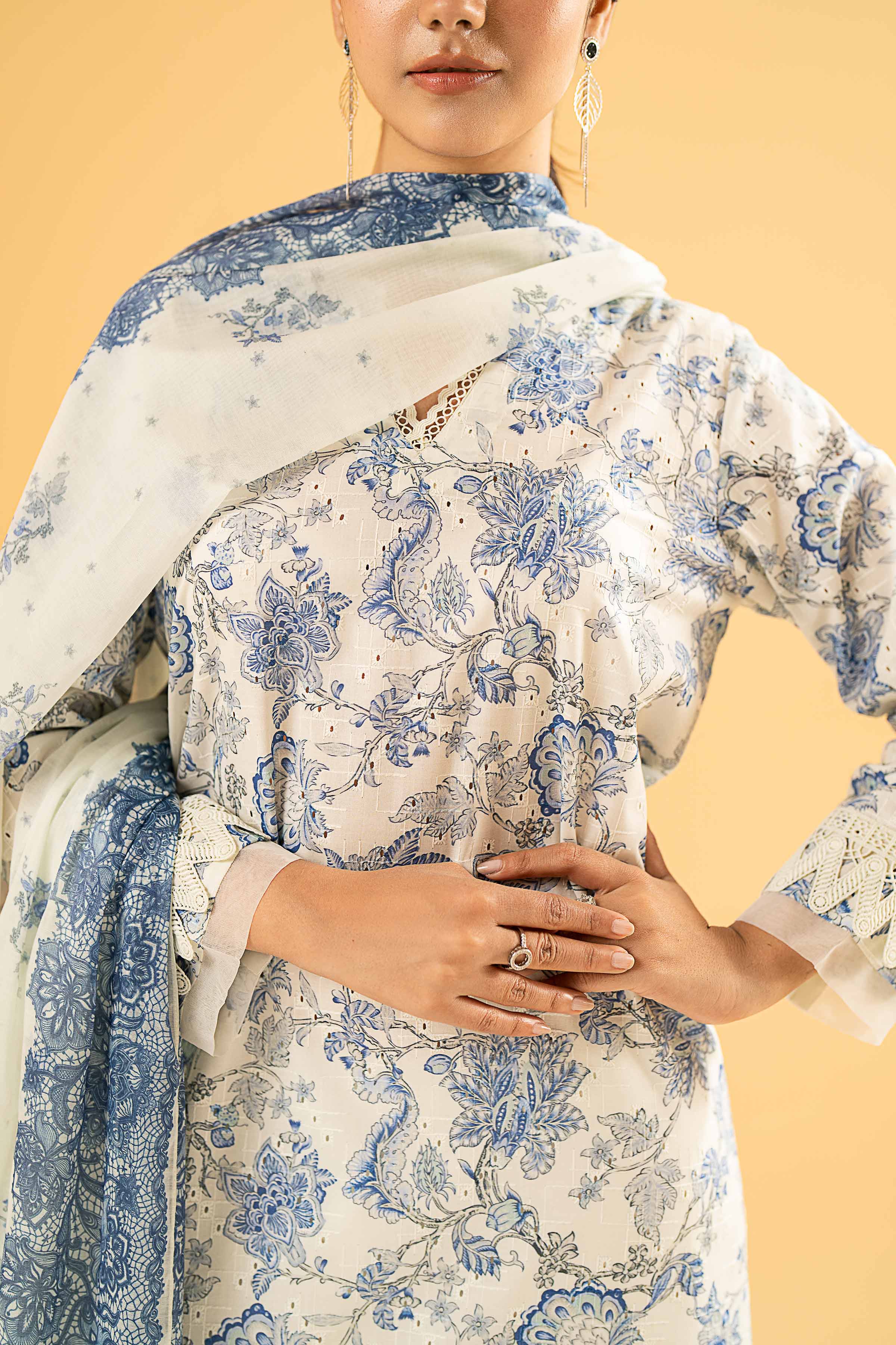 3 Piece - Digital Printed Embroidered Suit - 42401967