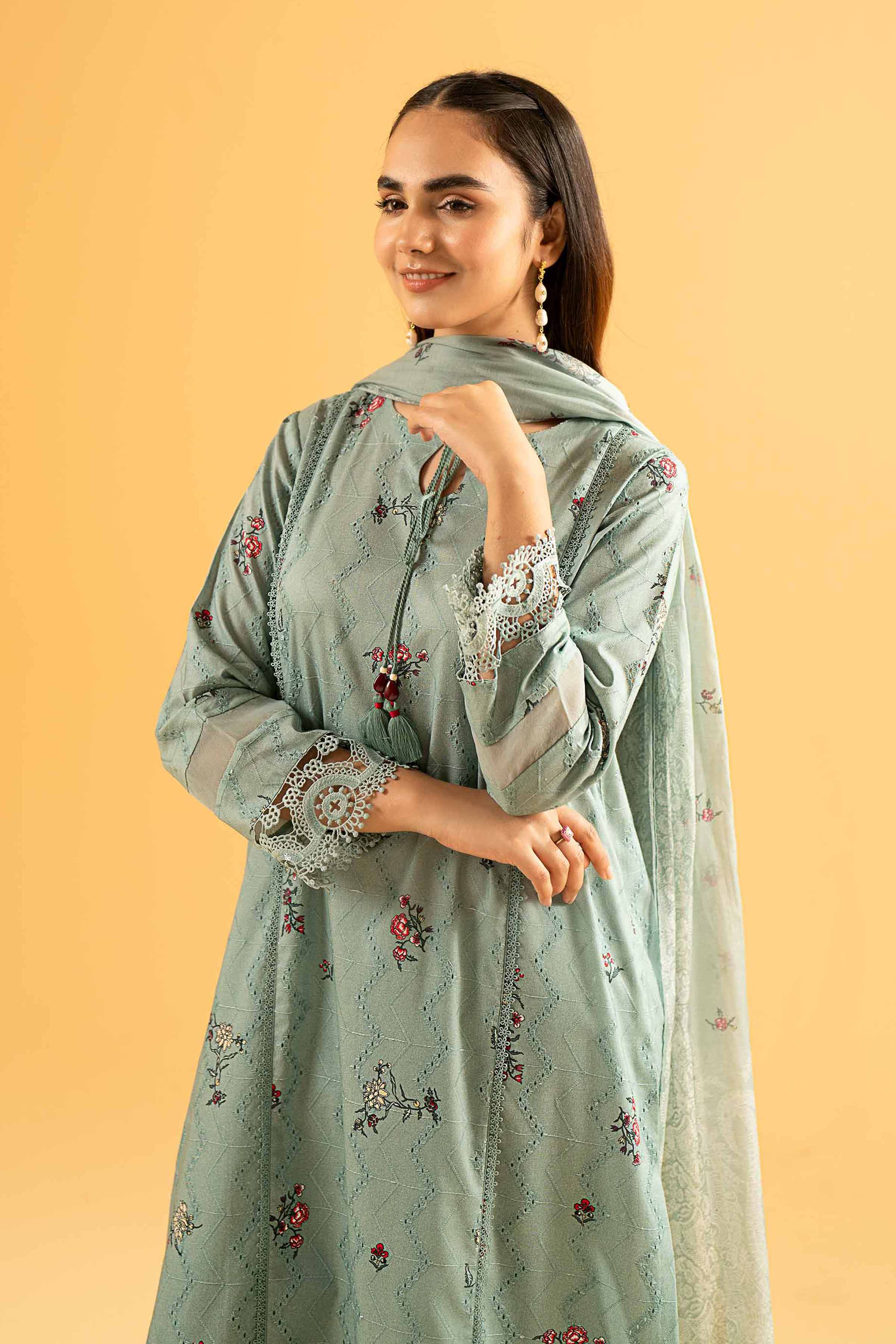 3 Piece - Digital Printed Embroidered Suit - 42401971