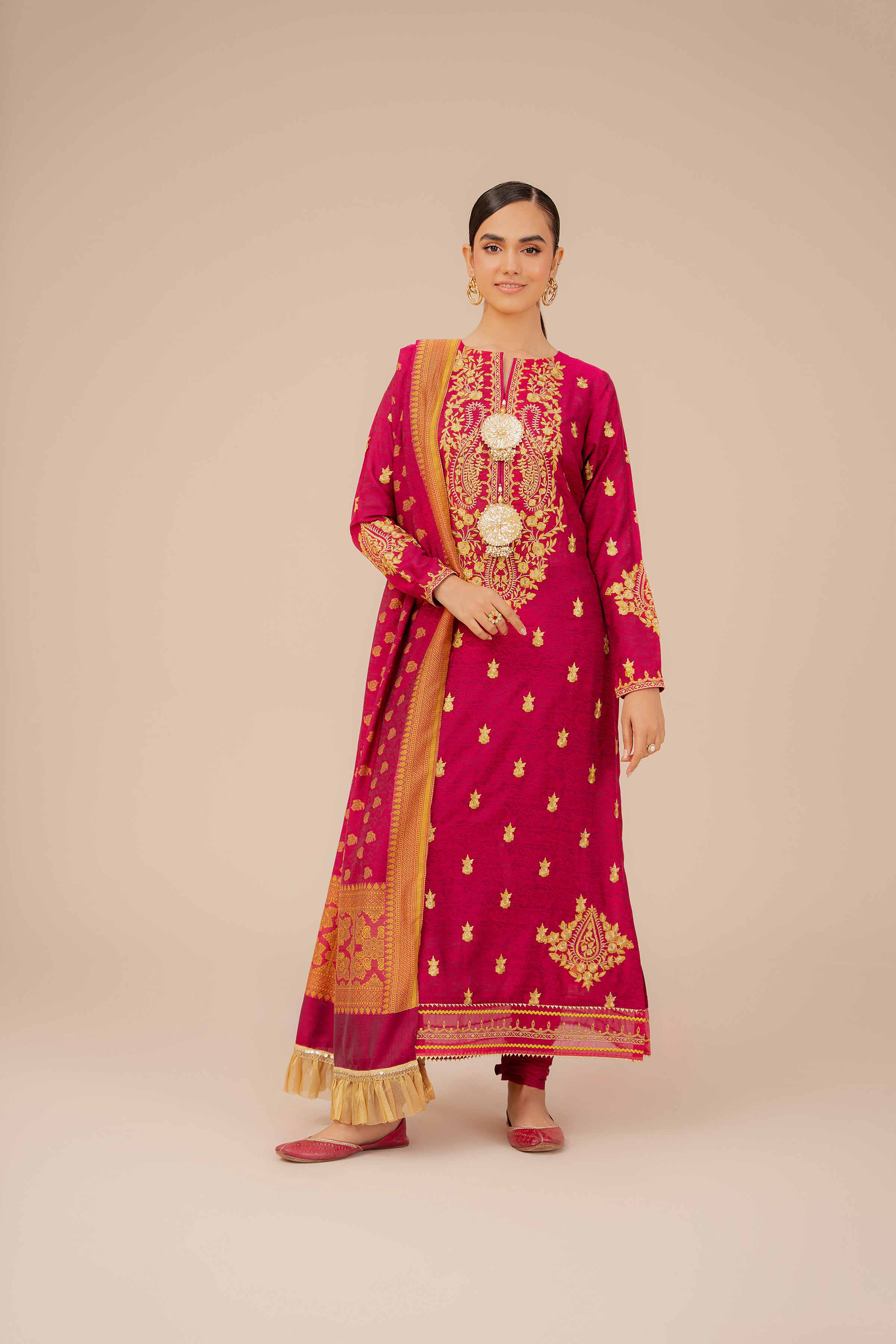 3 Piece - Yarn Dyed Embroidered Suit - 42401974