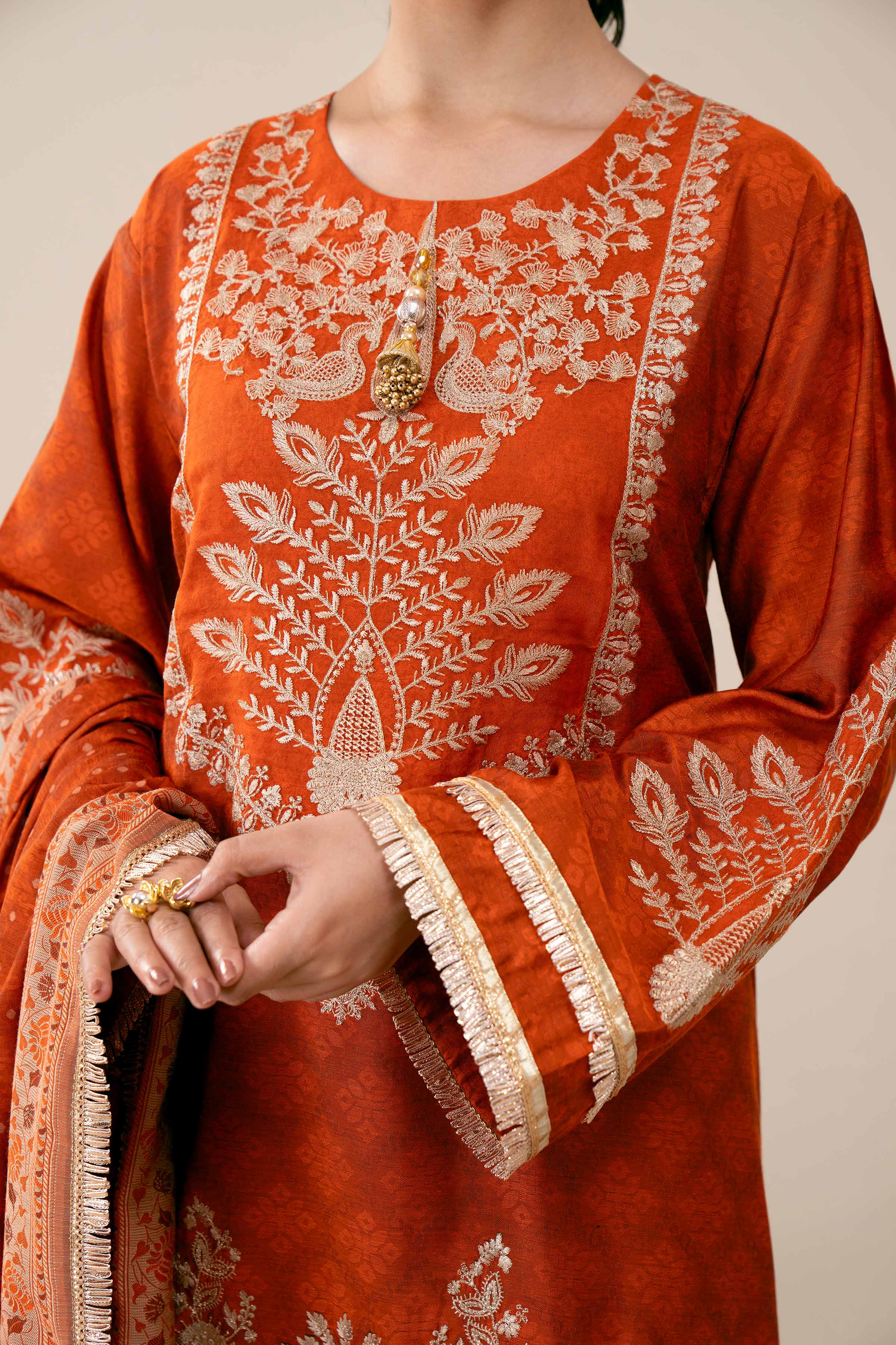 3 Piece - Yarn Dyed Embroidered Suit - 42401977