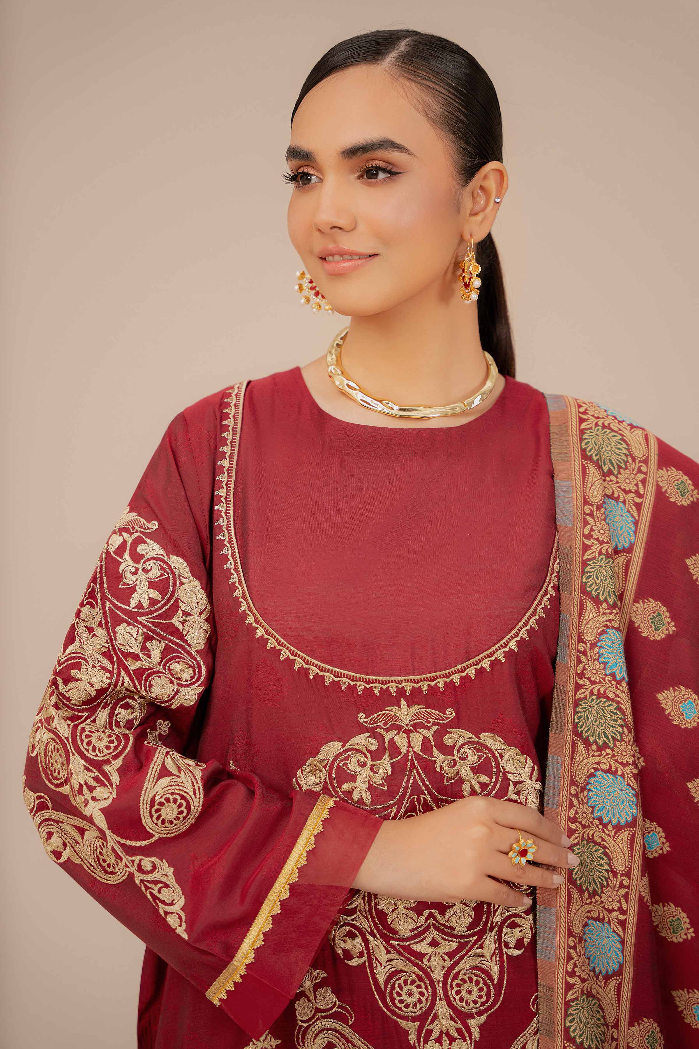 3 Piece - Yarn Dyed Embroidered Suit - 42401978
