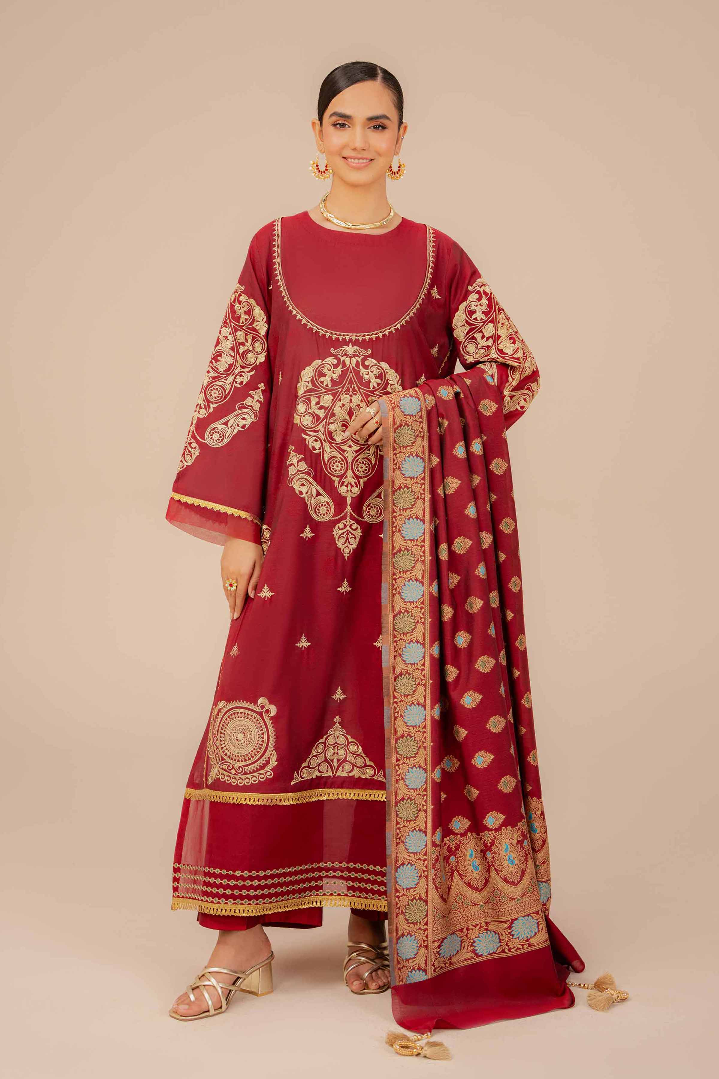 3 Piece - Yarn Dyed Embroidered Suit - 42401978
