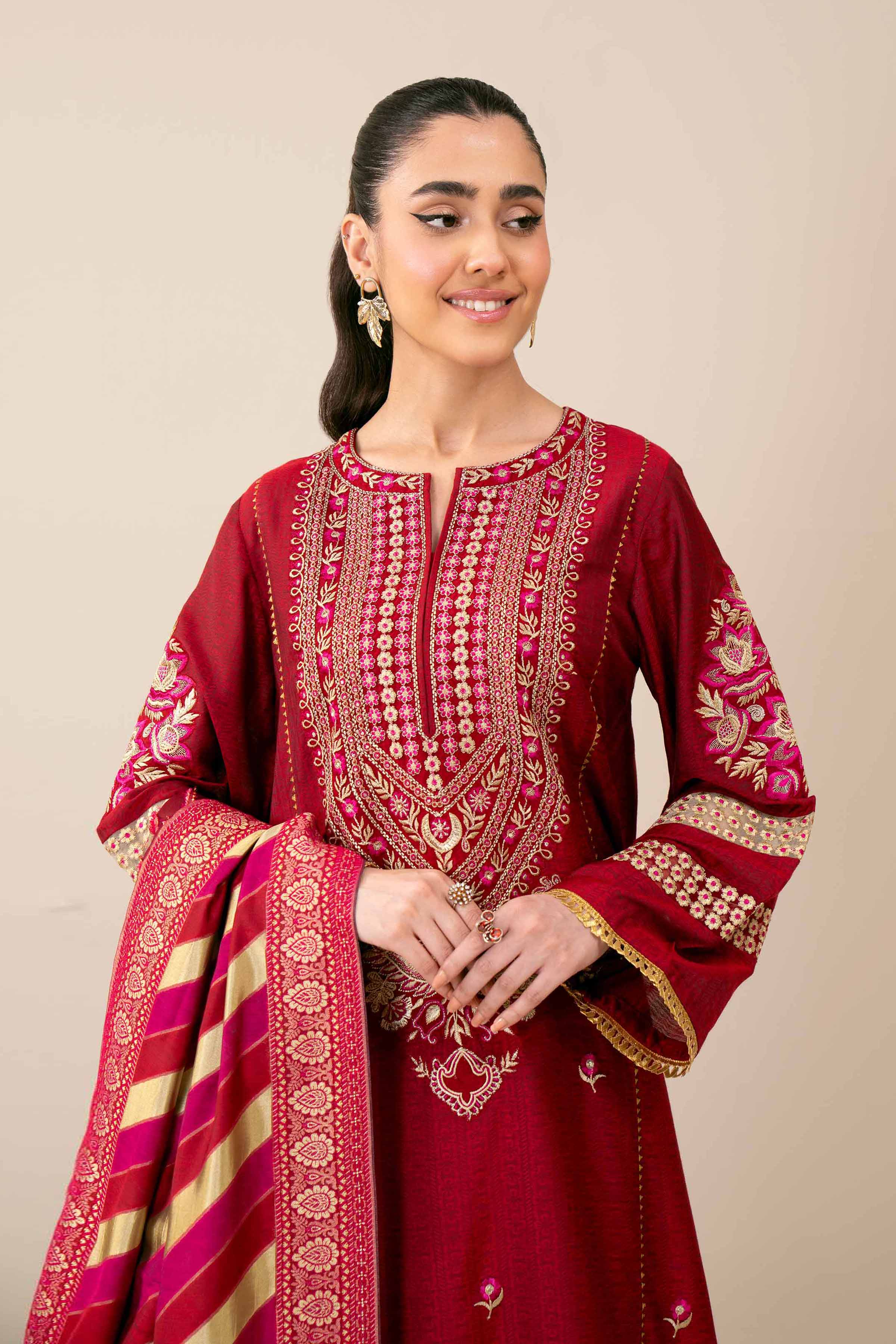 3 Piece - Yarn Dyed Embroidered Suit - 42401981