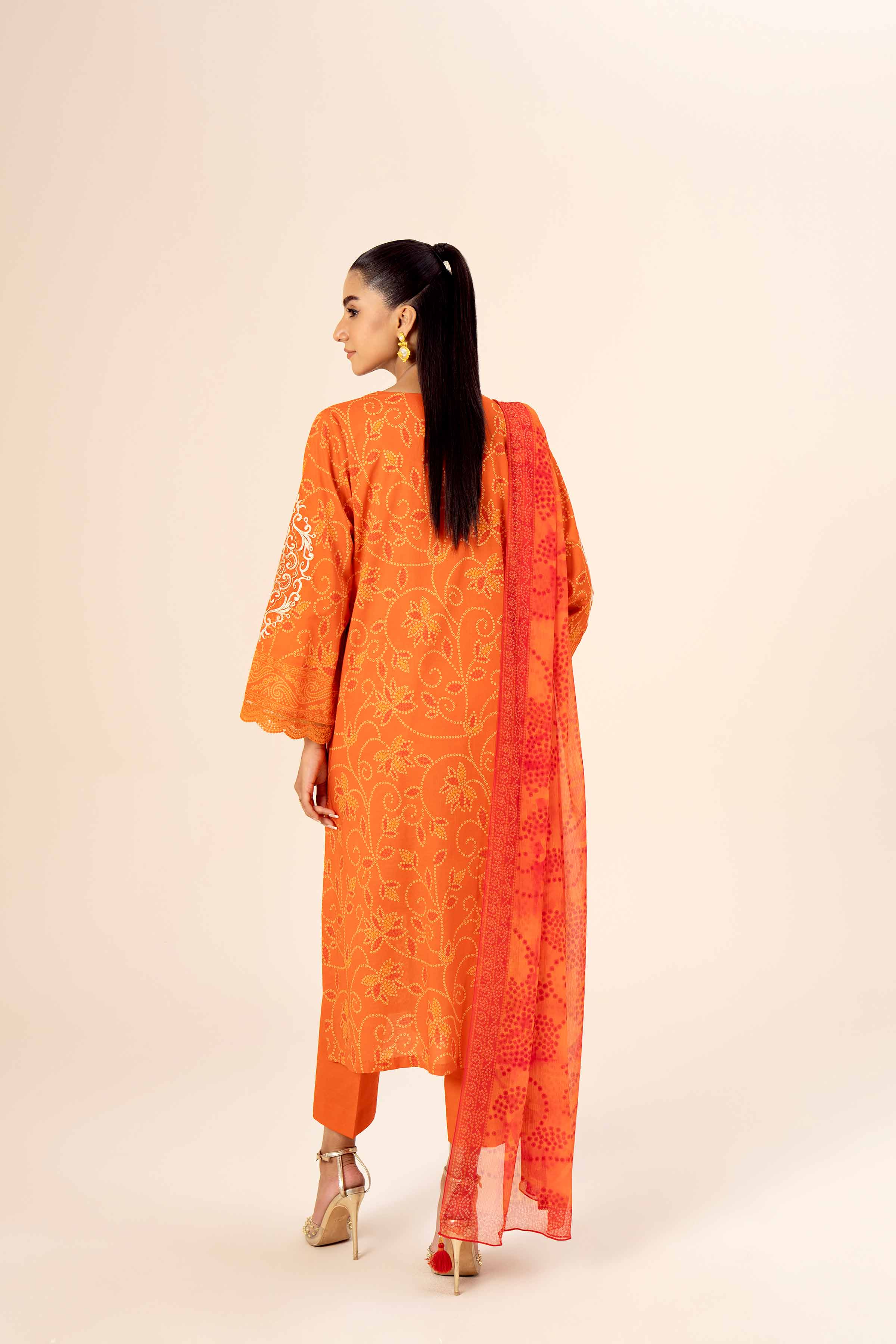 3 Piece - Printed Embroidered Suit - 42402037