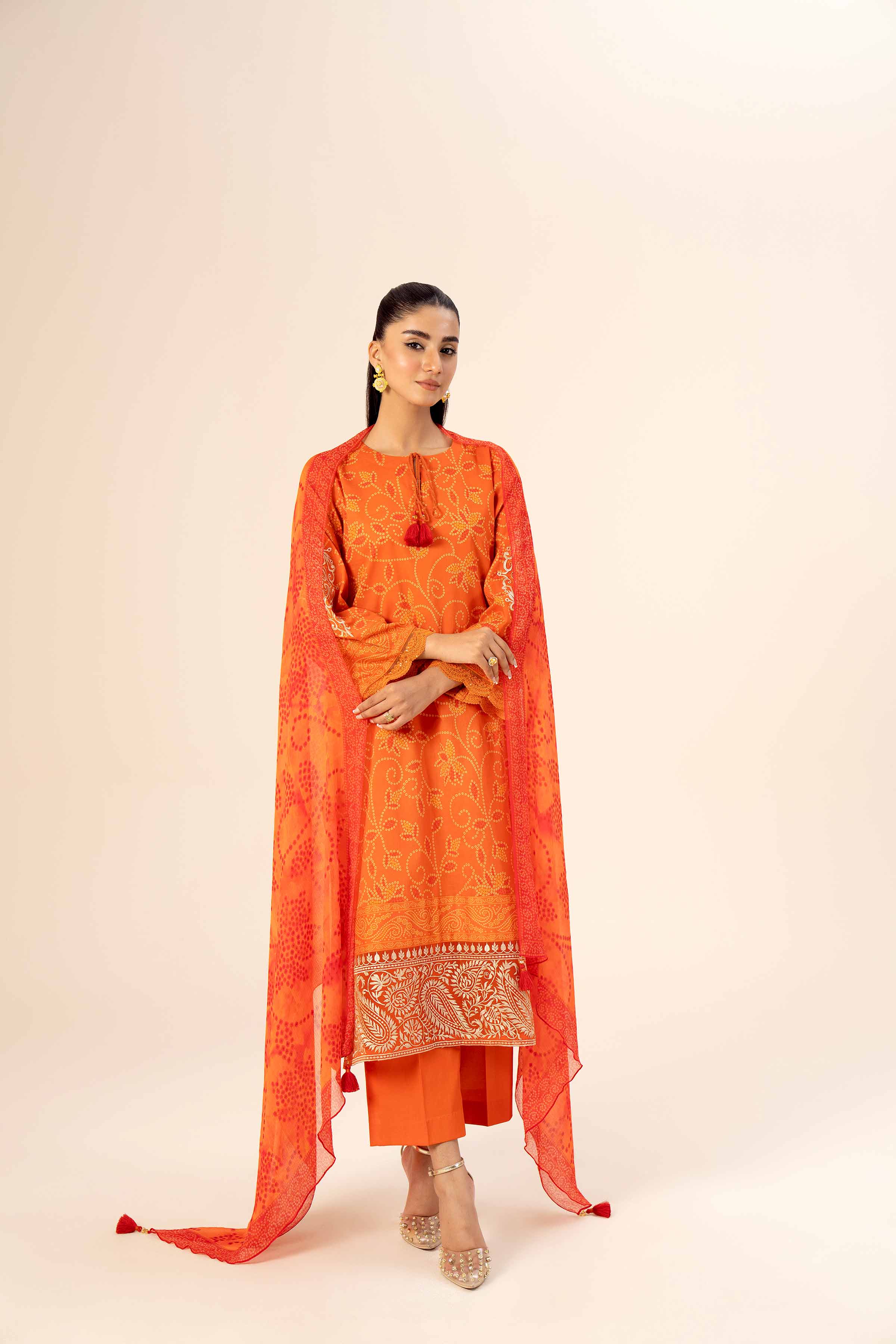 3 Piece - Printed Embroidered Suit - 42402037