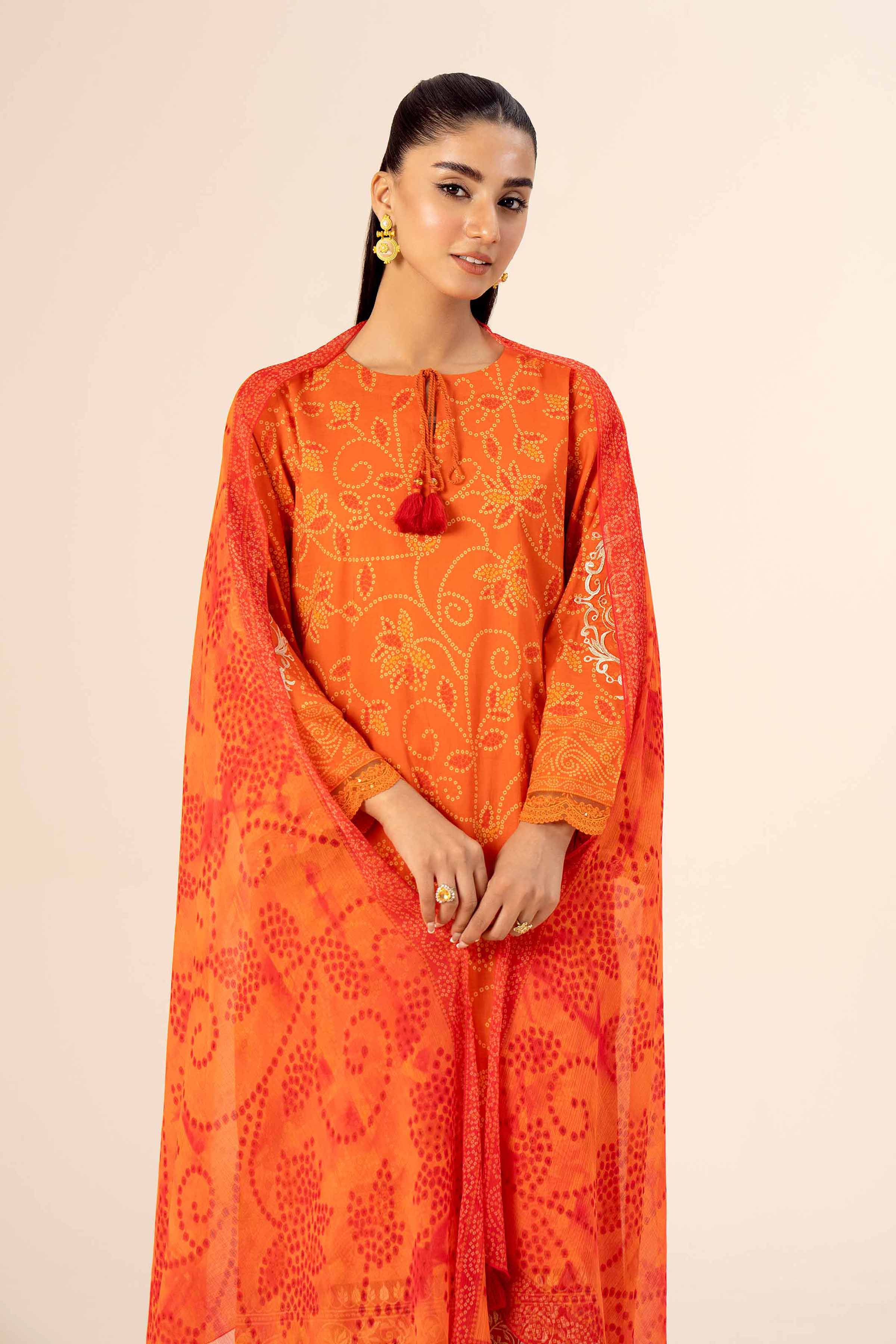 3 Piece - Printed Embroidered Suit - 42402037