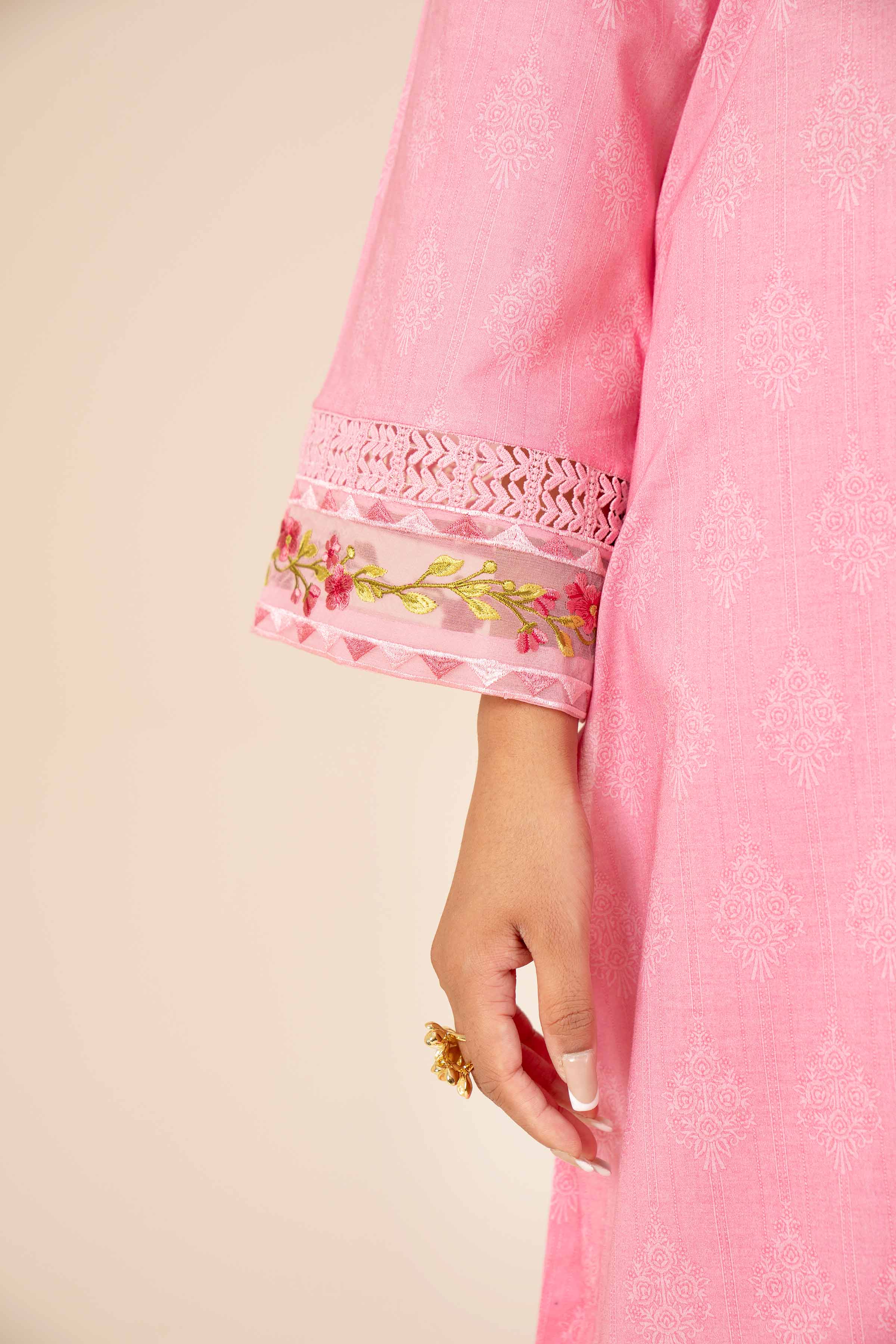 3 Piece - Printed Embroidered Suit - 42402038