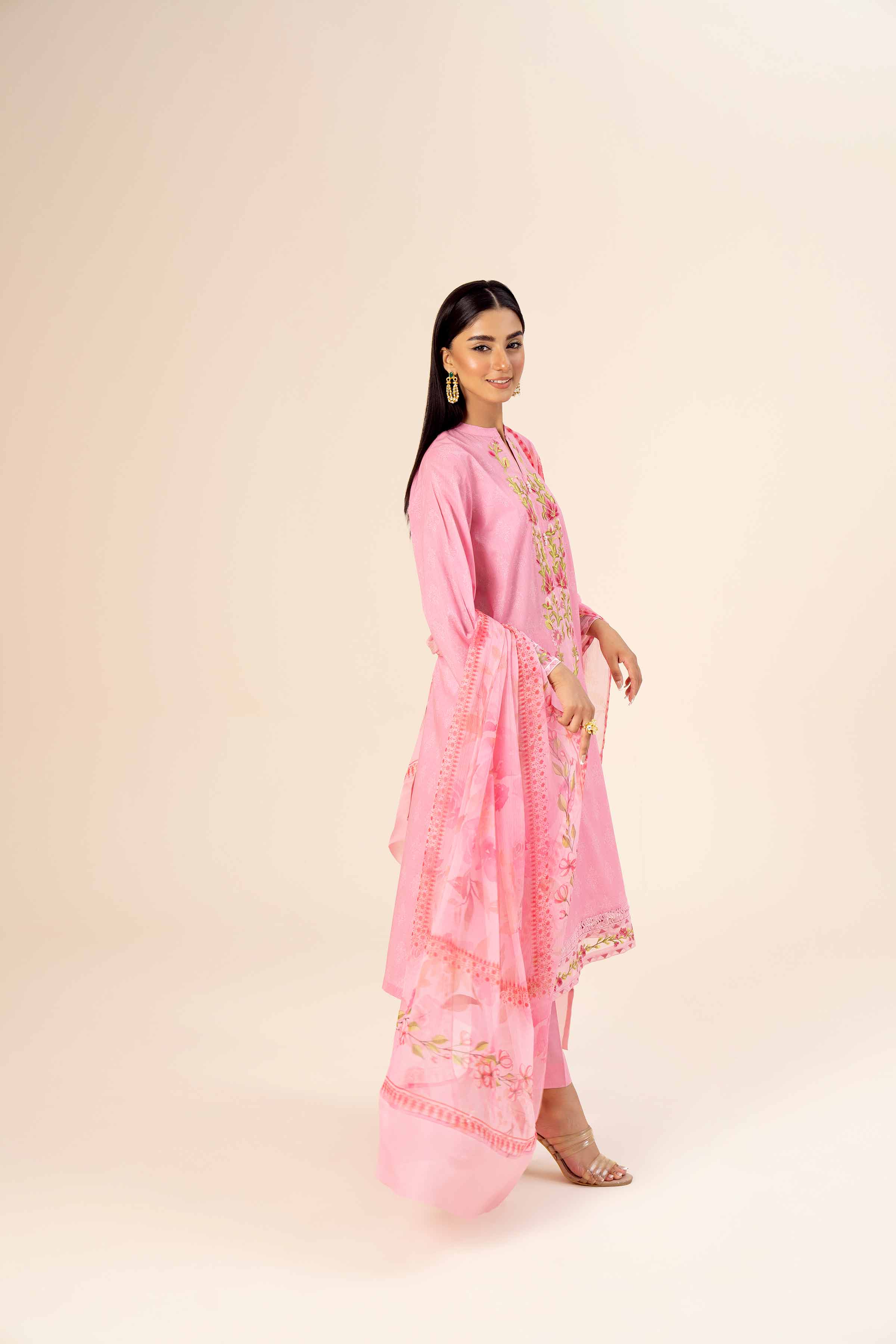 3 Piece - Printed Embroidered Suit - 42402038