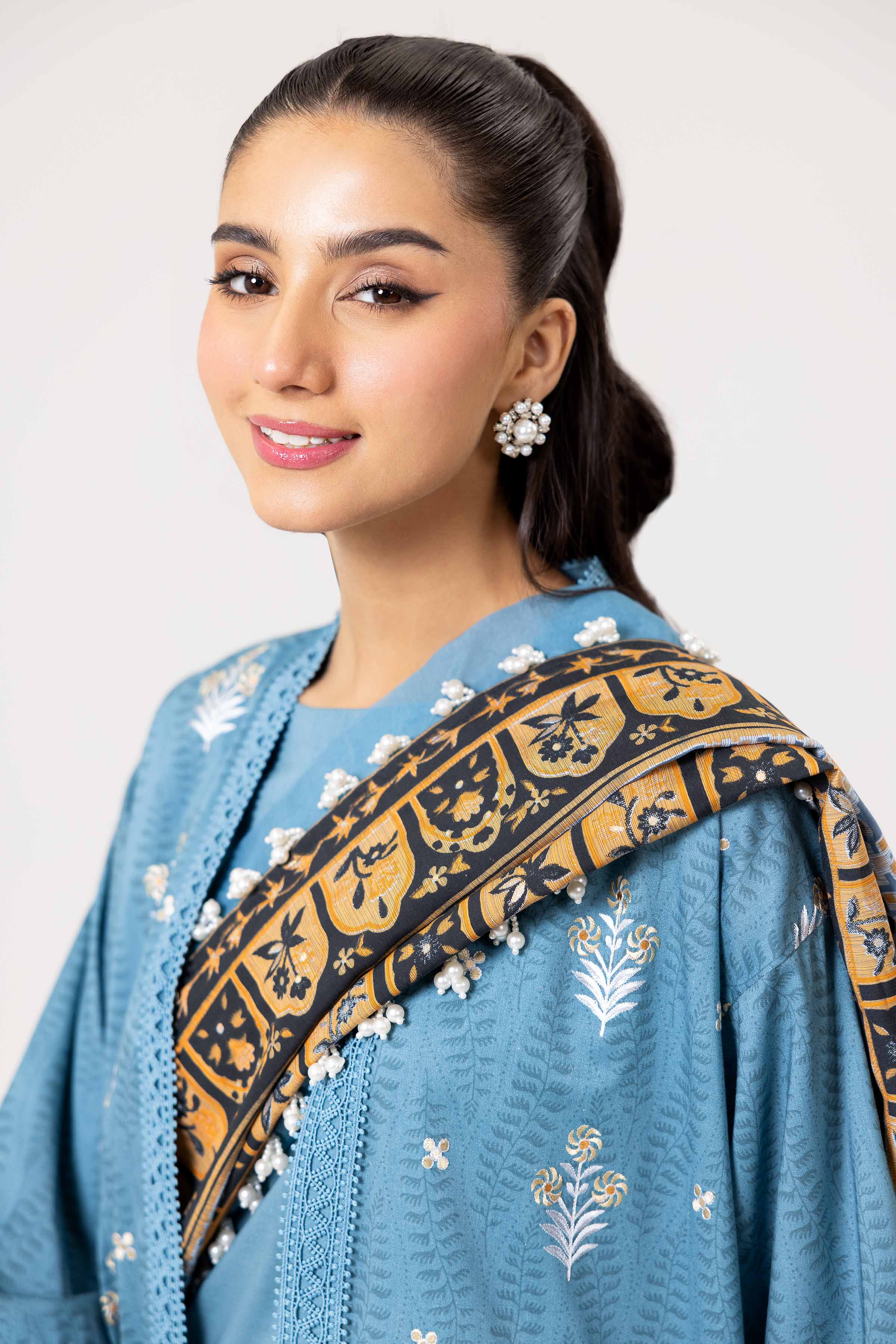 3 Piece - Printed Embroidered Suit - 42402132