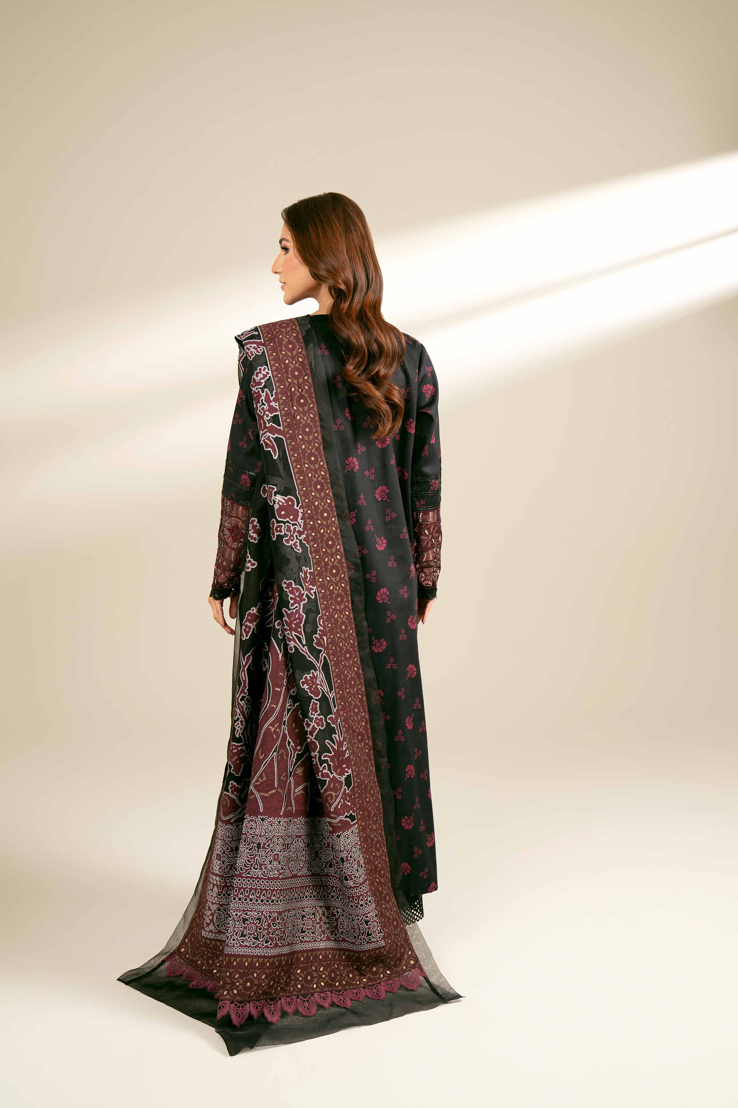 3 Piece - Printed Embroidered Suit - 42402133