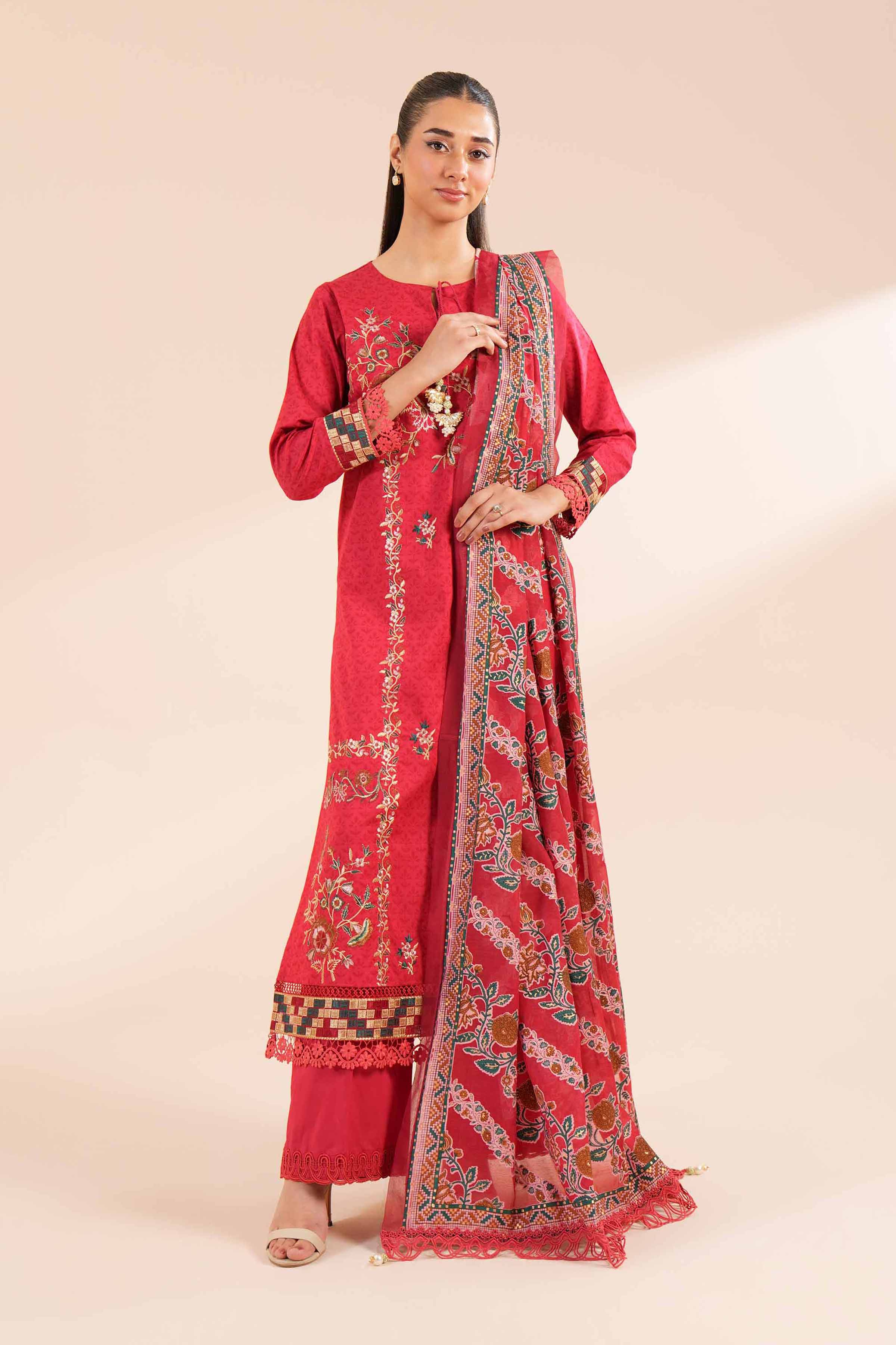 3 Piece - Printed Embroidered Suit - 42402136