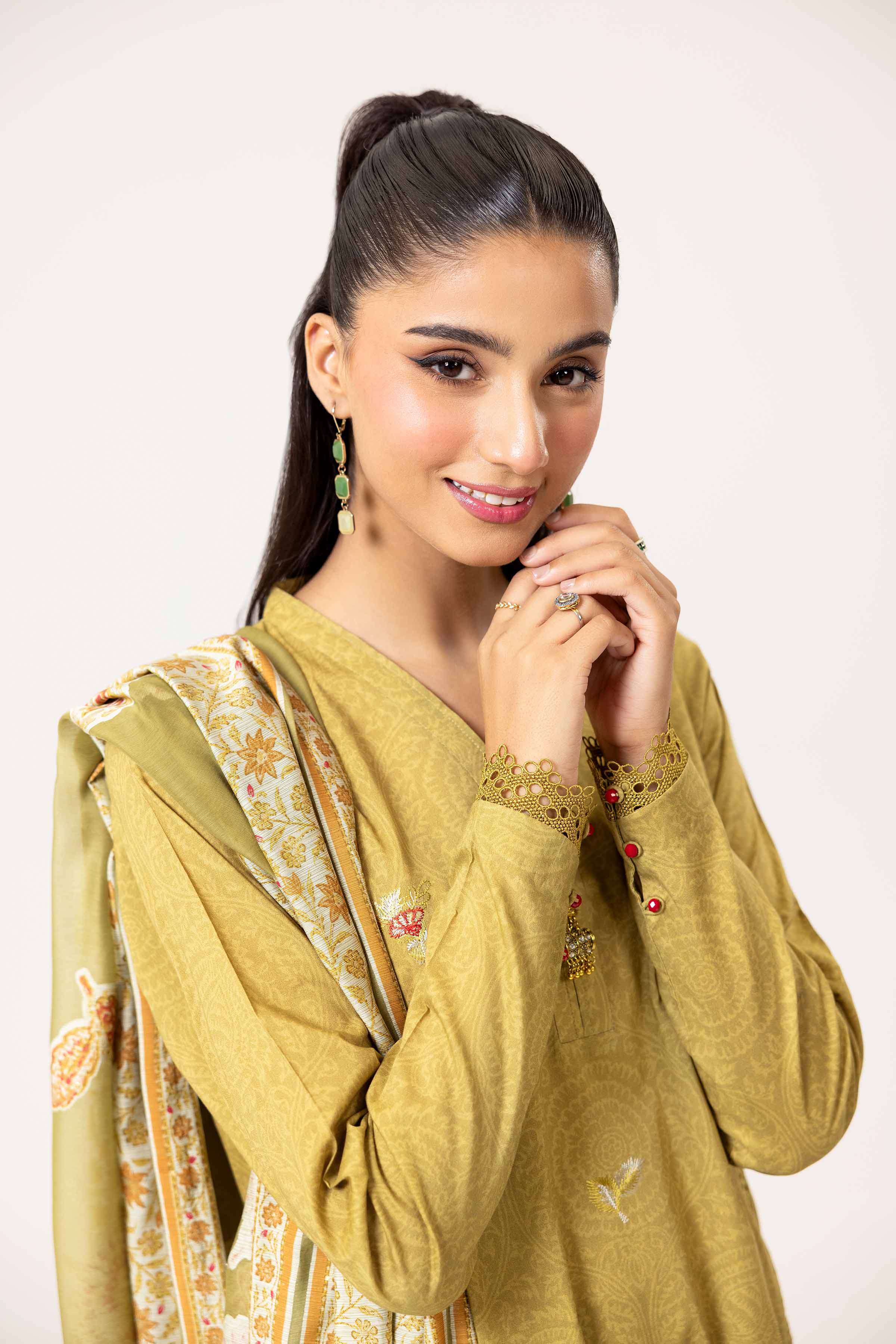 3 Piece - Printed Embroidered Suit - 42402138