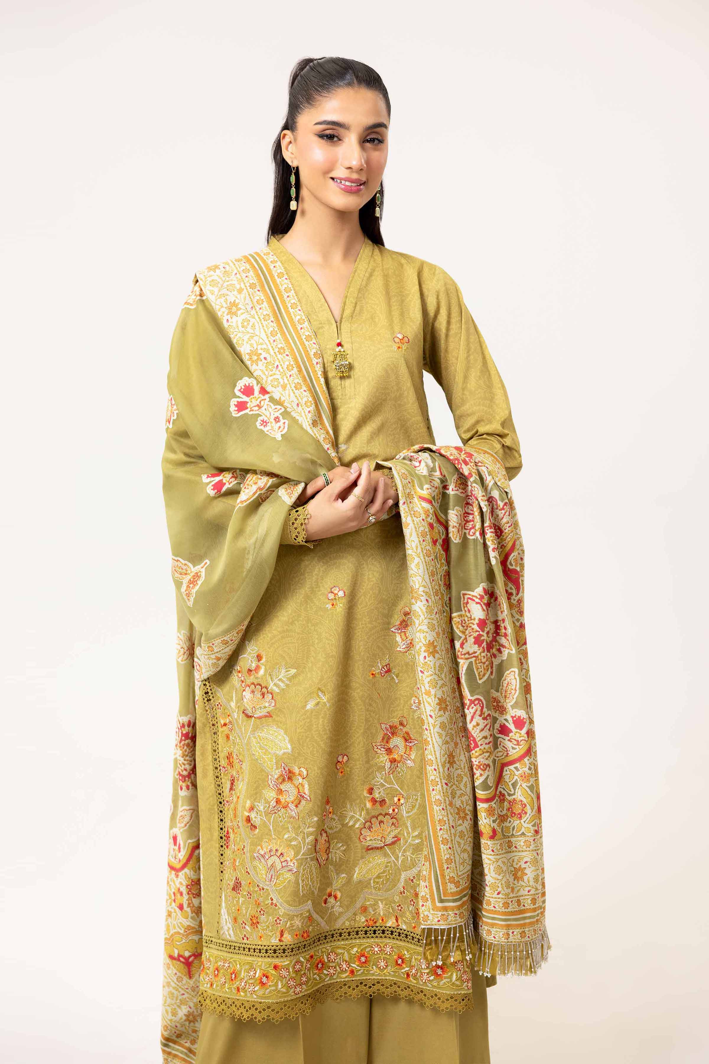 3 Piece - Printed Embroidered Suit - 42402138
