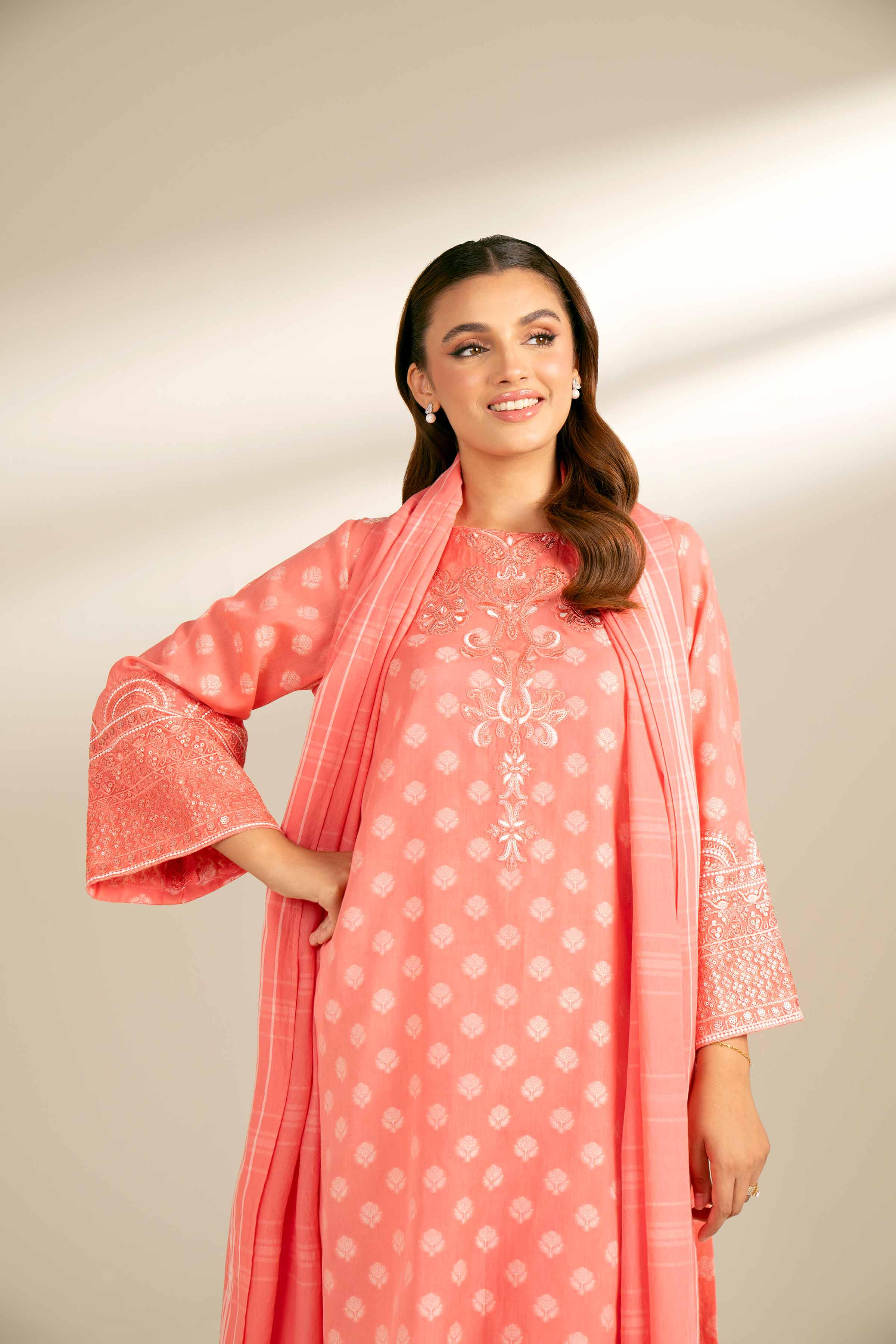 3 Piece - Yarn Dyed Embroidered Suit - 42402165