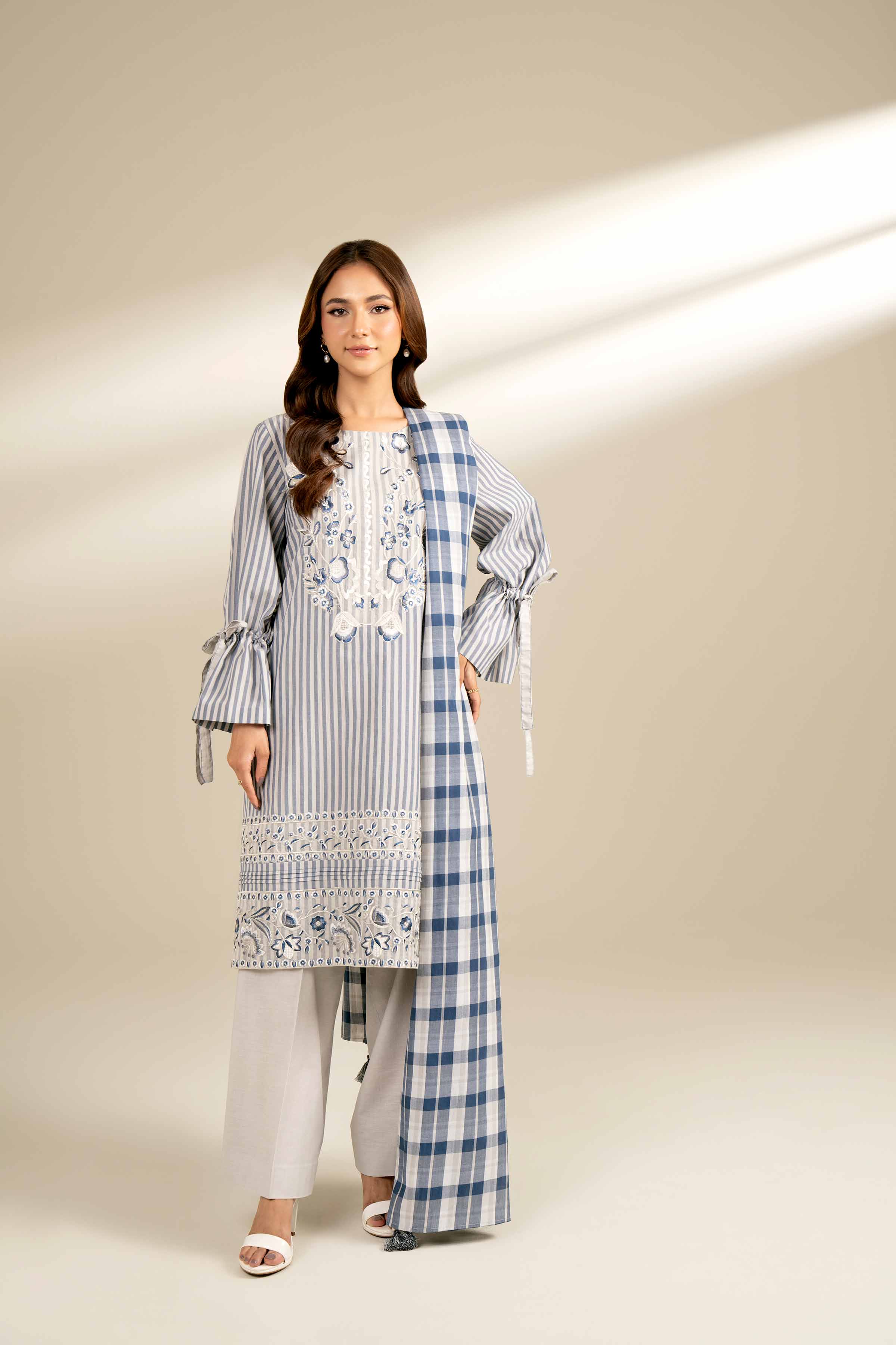 3 Piece - Yarn Dyed Embroidered Suit - 42402172
