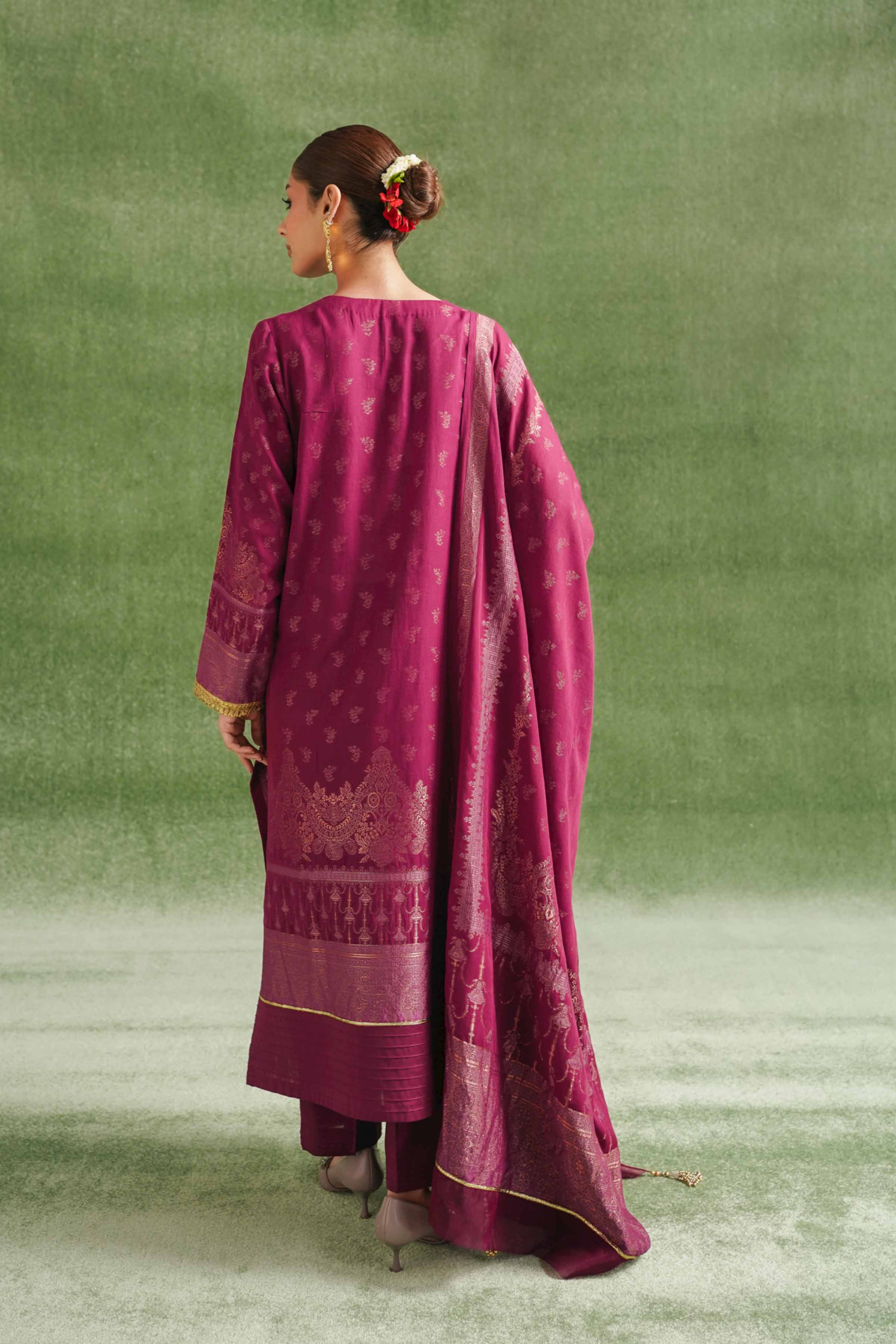 3 Piece - Jacquard Embroidered Suit - 42404356