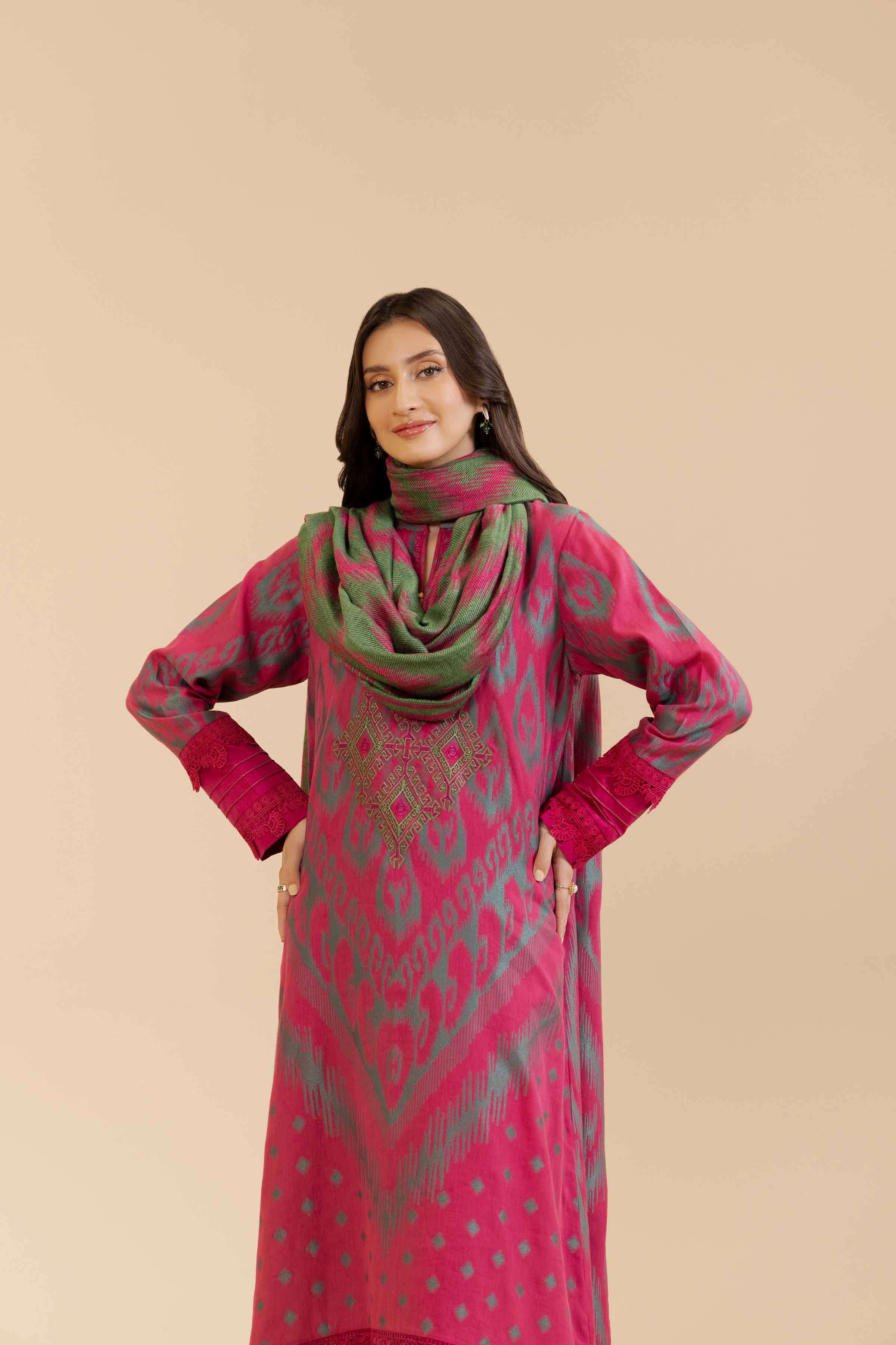 3 Piece - Jacquard Embroidered Suit - 42404362