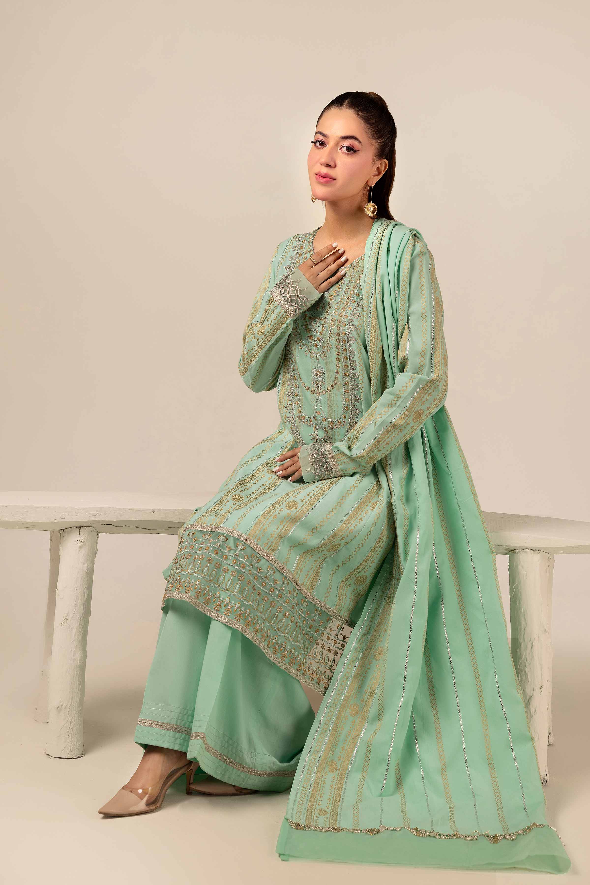 3 Piece - Jacquard Embroidered Suit - 42404375