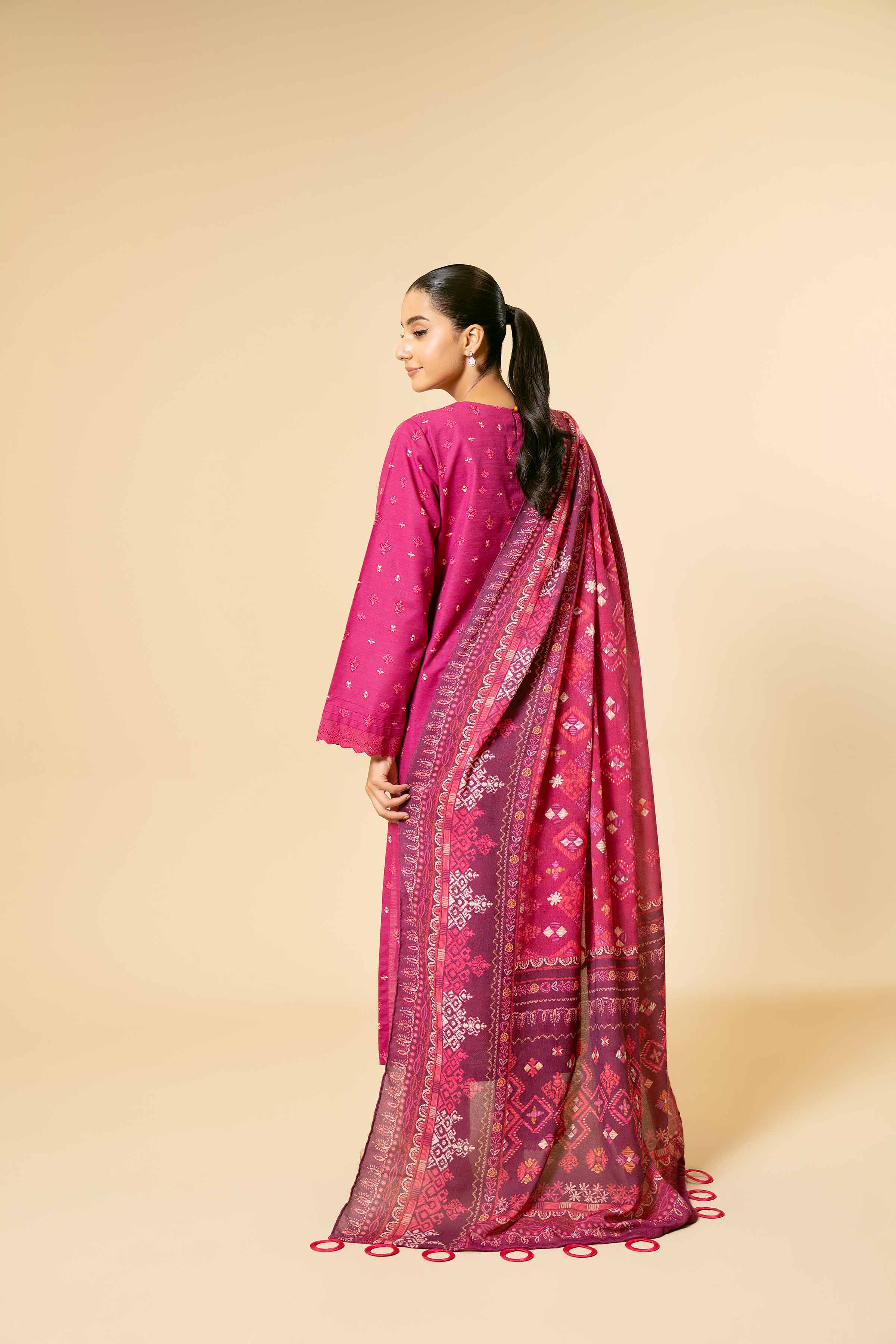 3 Piece - Printed Embroidered Suit - 42404932