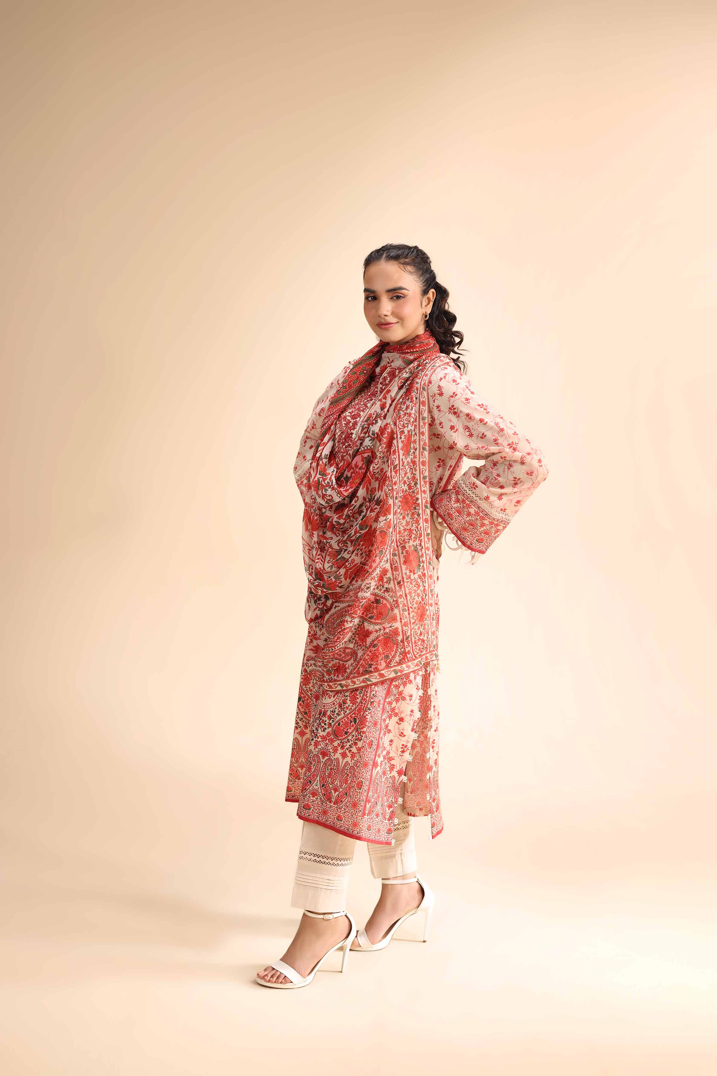 3 Piece - Digital Printed Embroidered Suit - 42501053