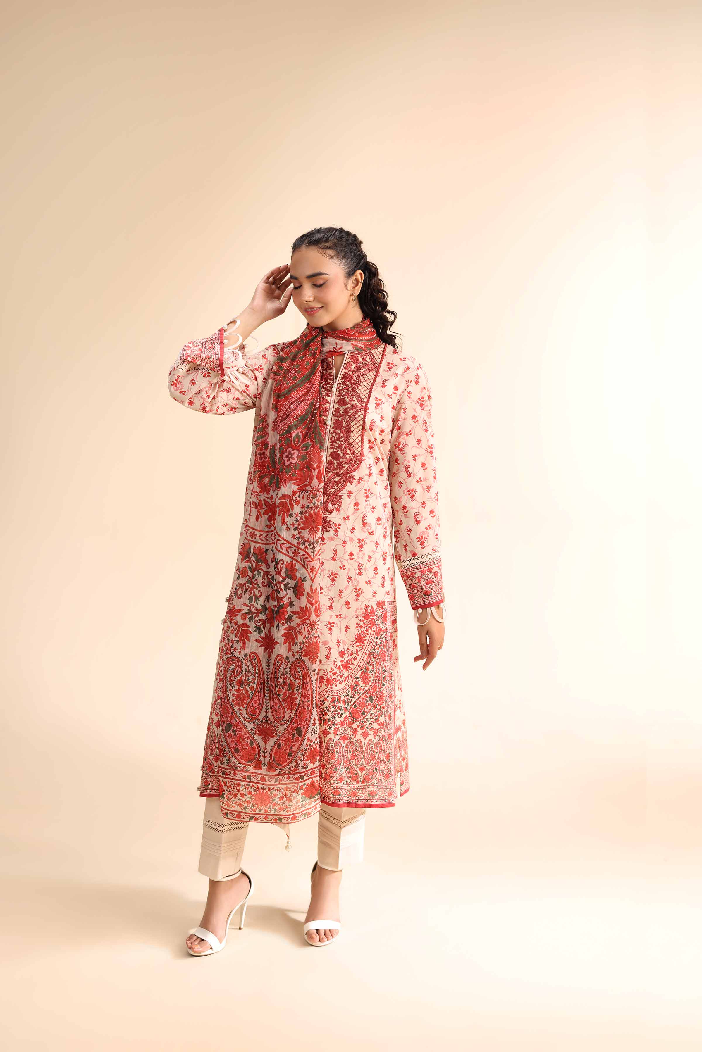 3 Piece - Digital Printed Embroidered Suit - 42501053