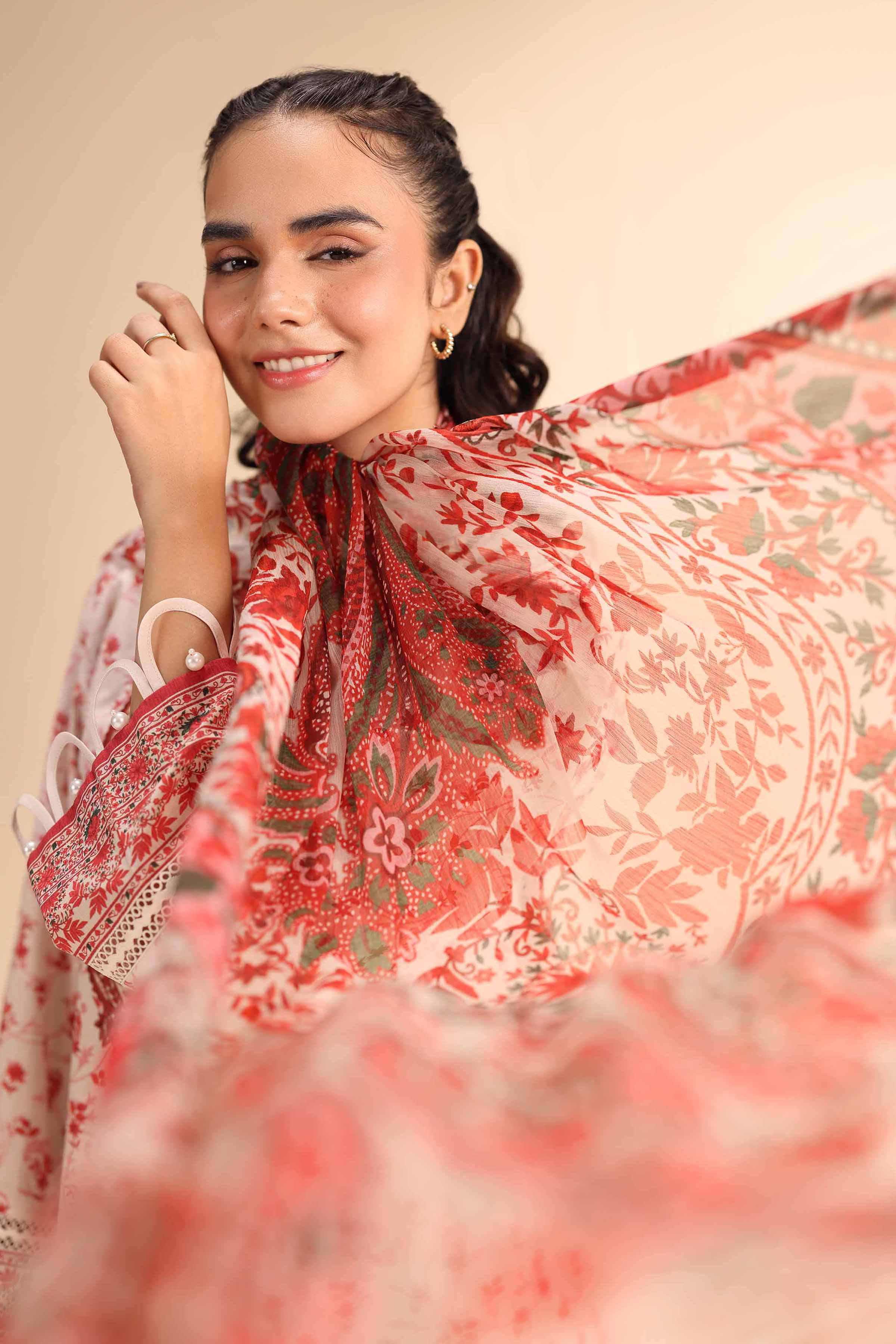 3 Piece - Digital Printed Embroidered Suit - 42501053