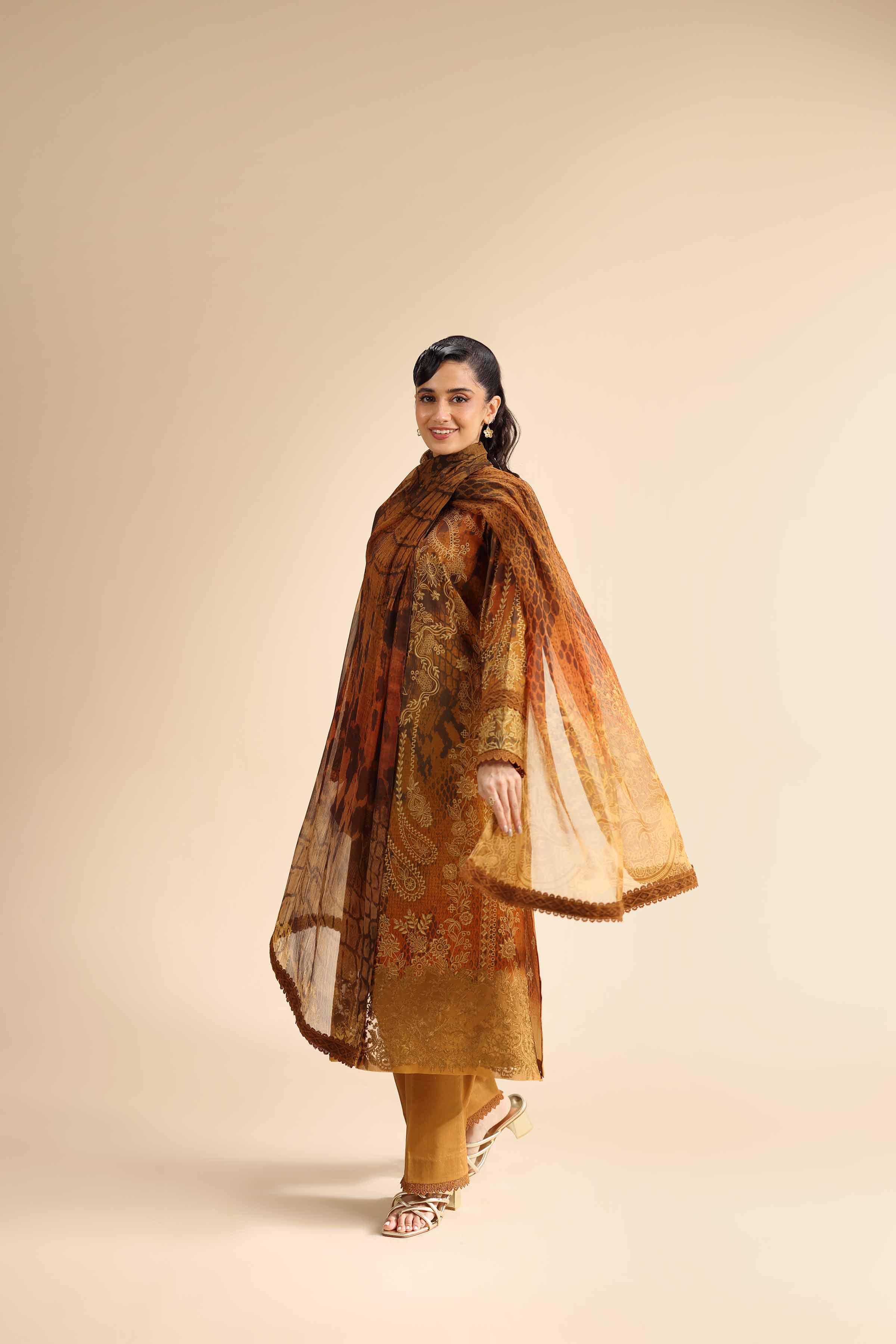 3 Piece - Digital Printed Embroidered Suit - 42501060
