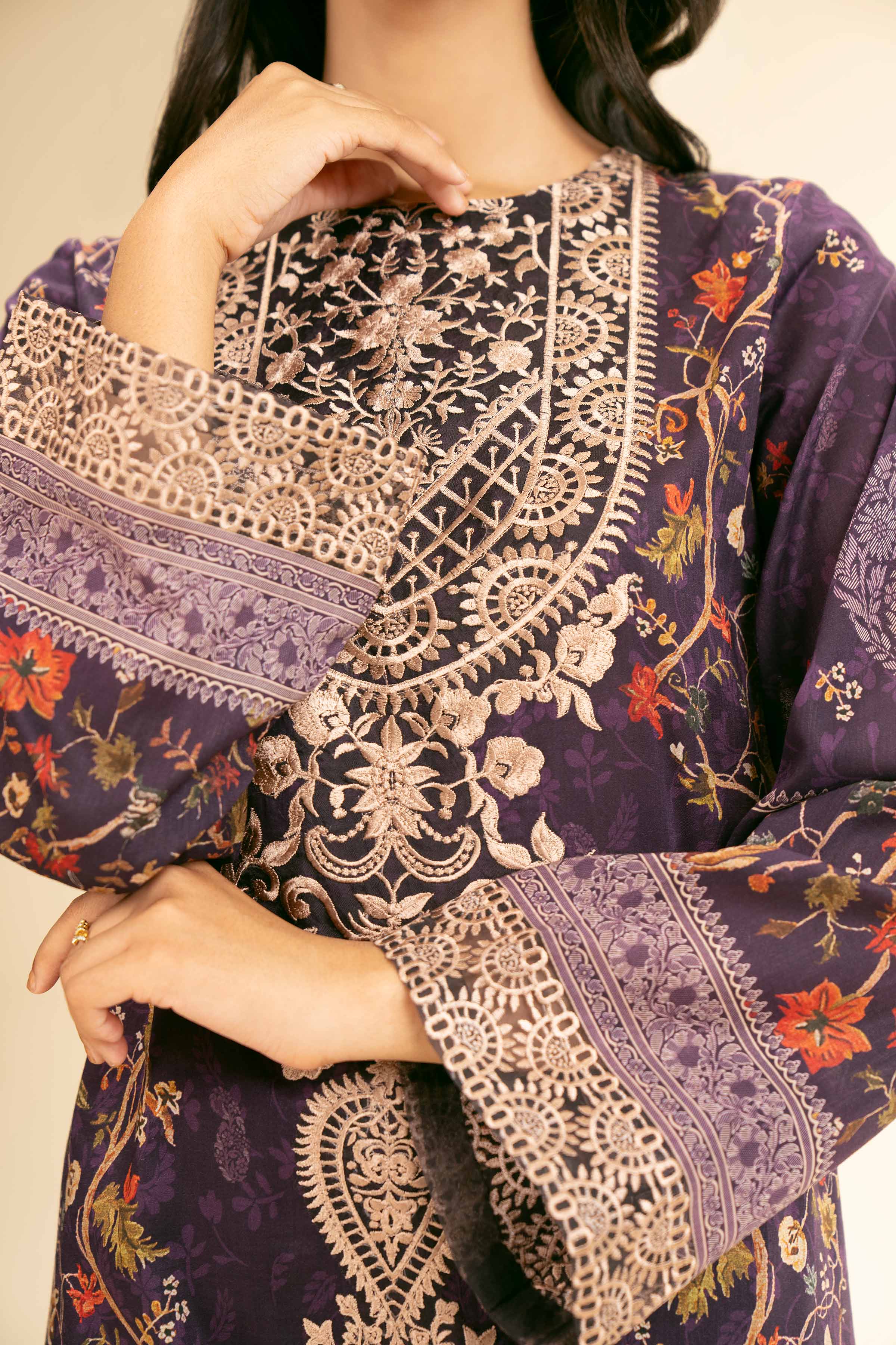 3 Piece - Digital Printed Embroidered Suit - 42501177