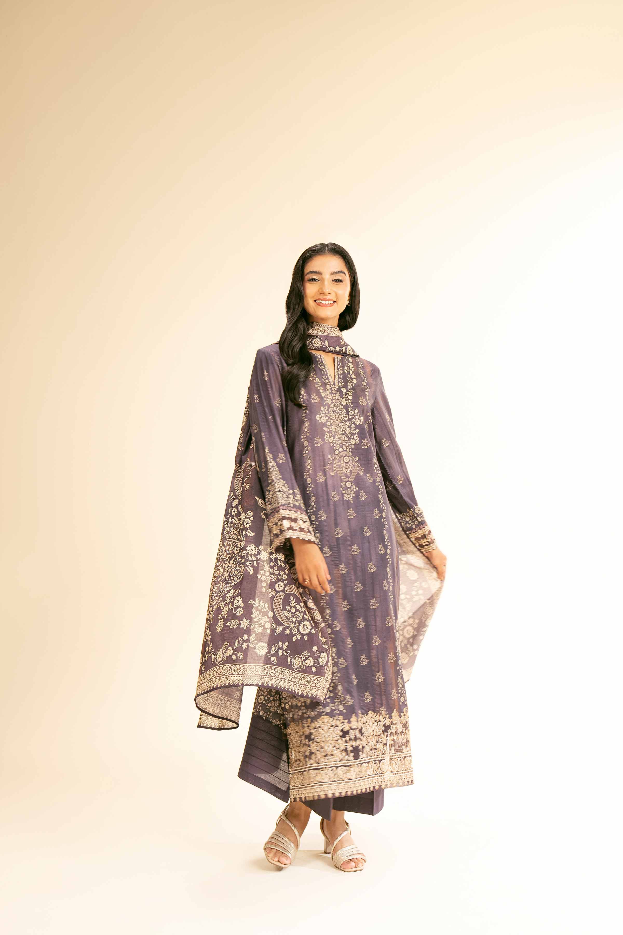 3 Piece - Digital Printed Embroidered Suit - 42501182