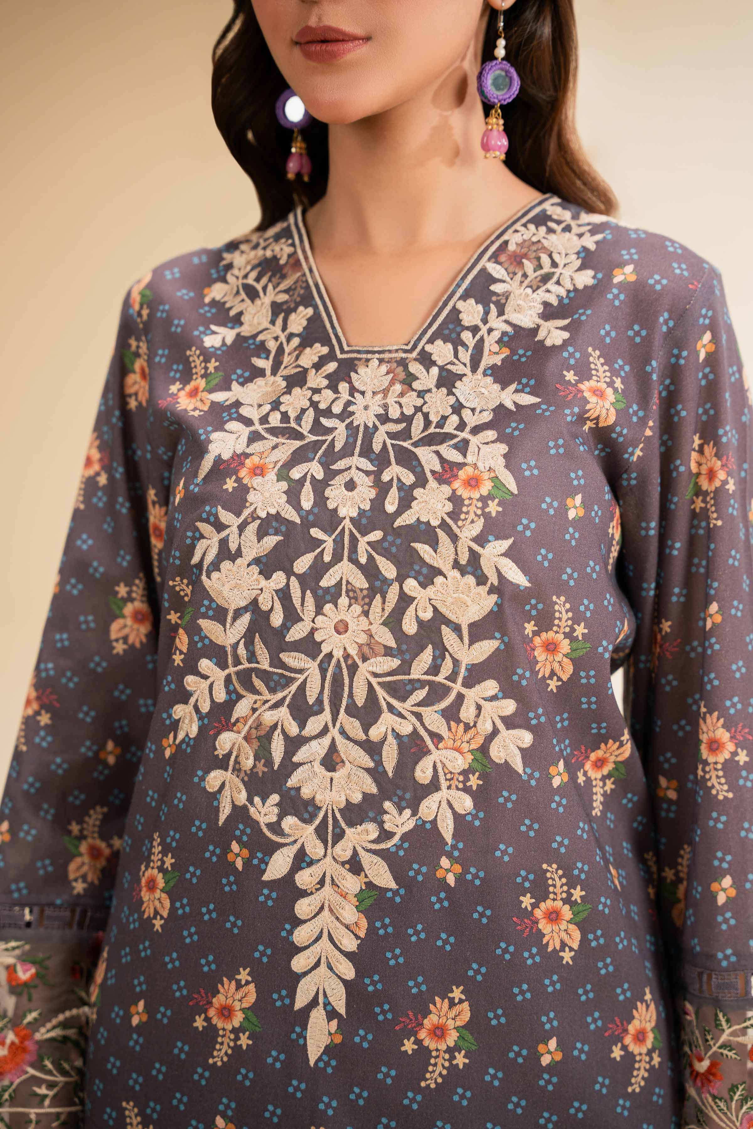 3 Piece - Printed Embroidered Suit - 42501244