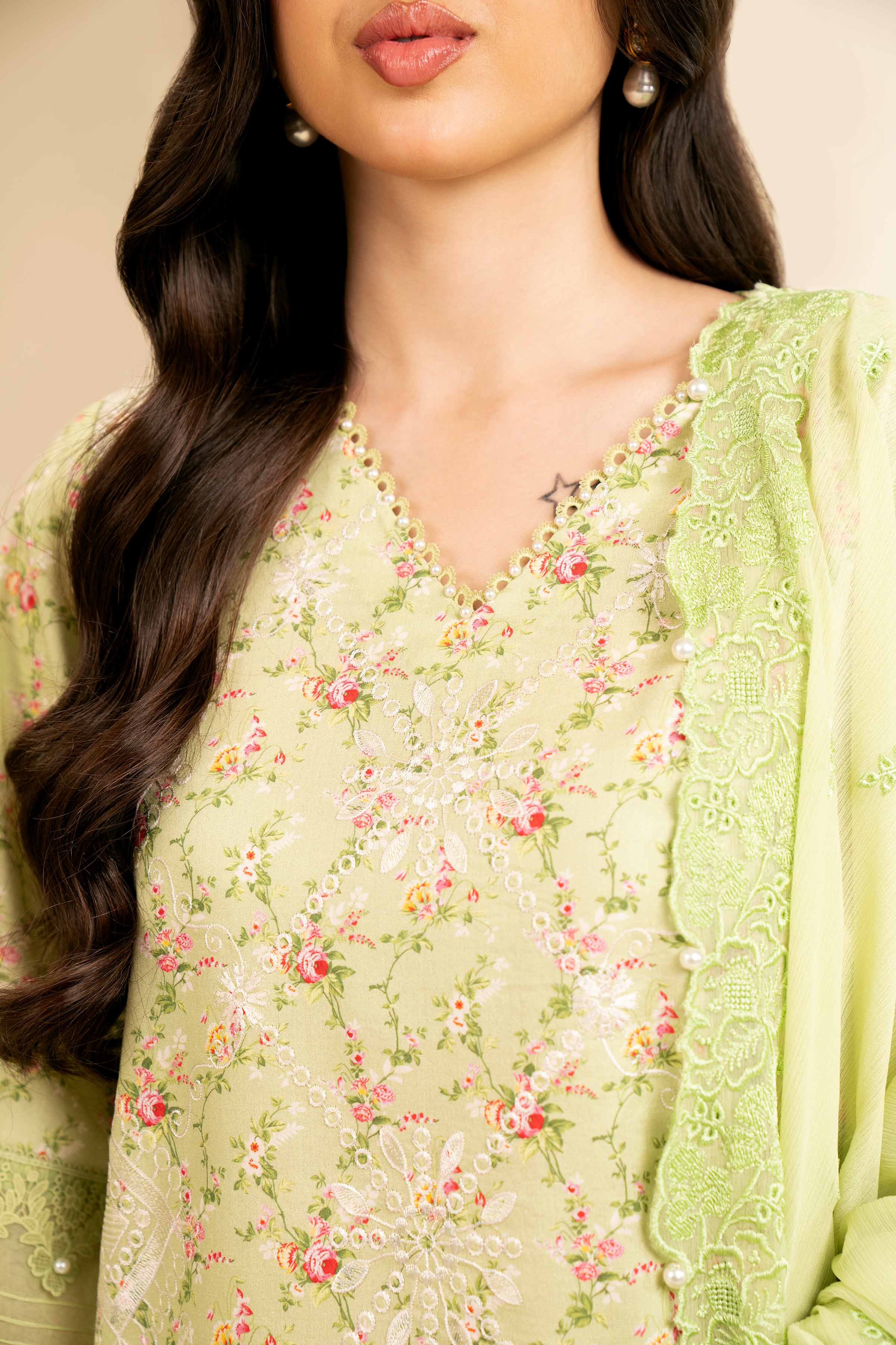 3 Piece - Printed Embroidered Suit - 42501279