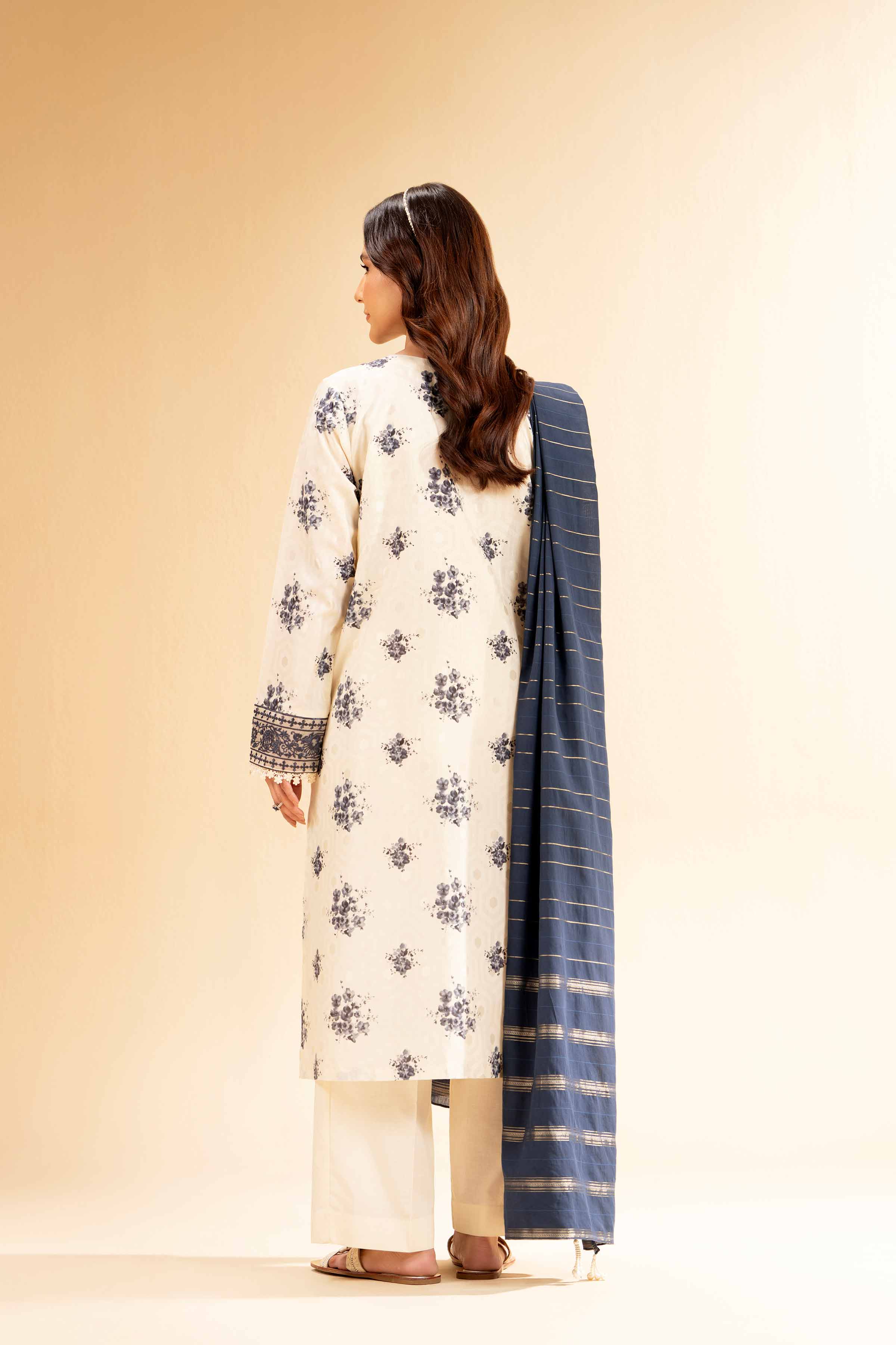 3 Piece - Digital Printed Jacquard Embroidered Suit - 42501303