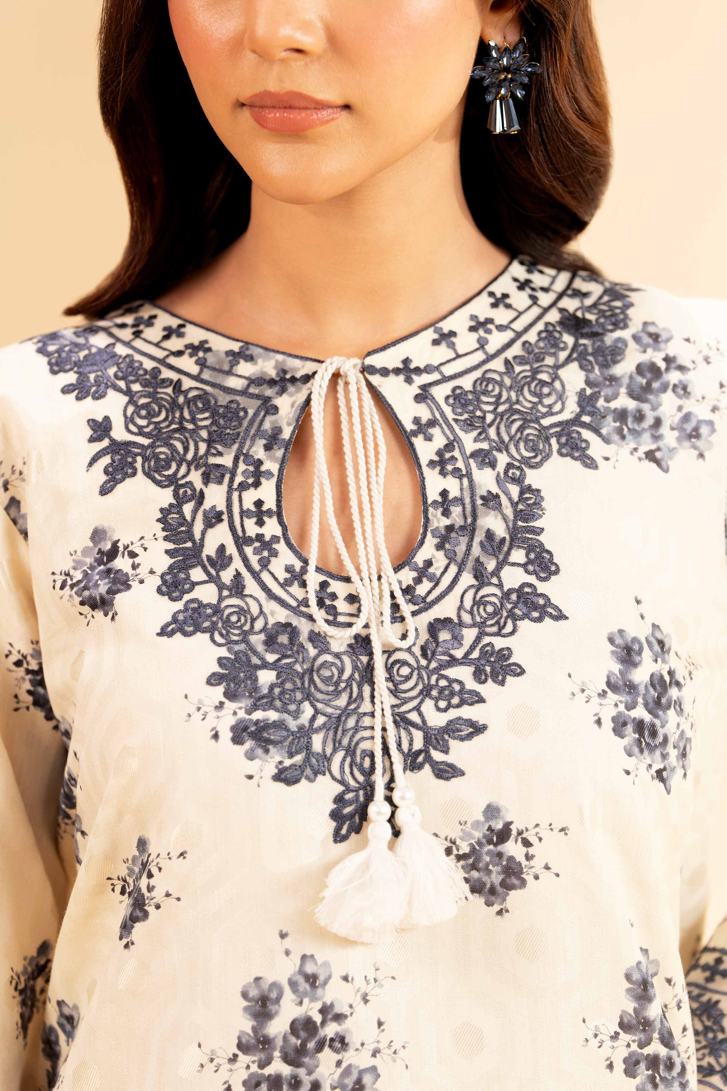 3 Piece - Digital Printed Jacquard Embroidered Suit - 42501303