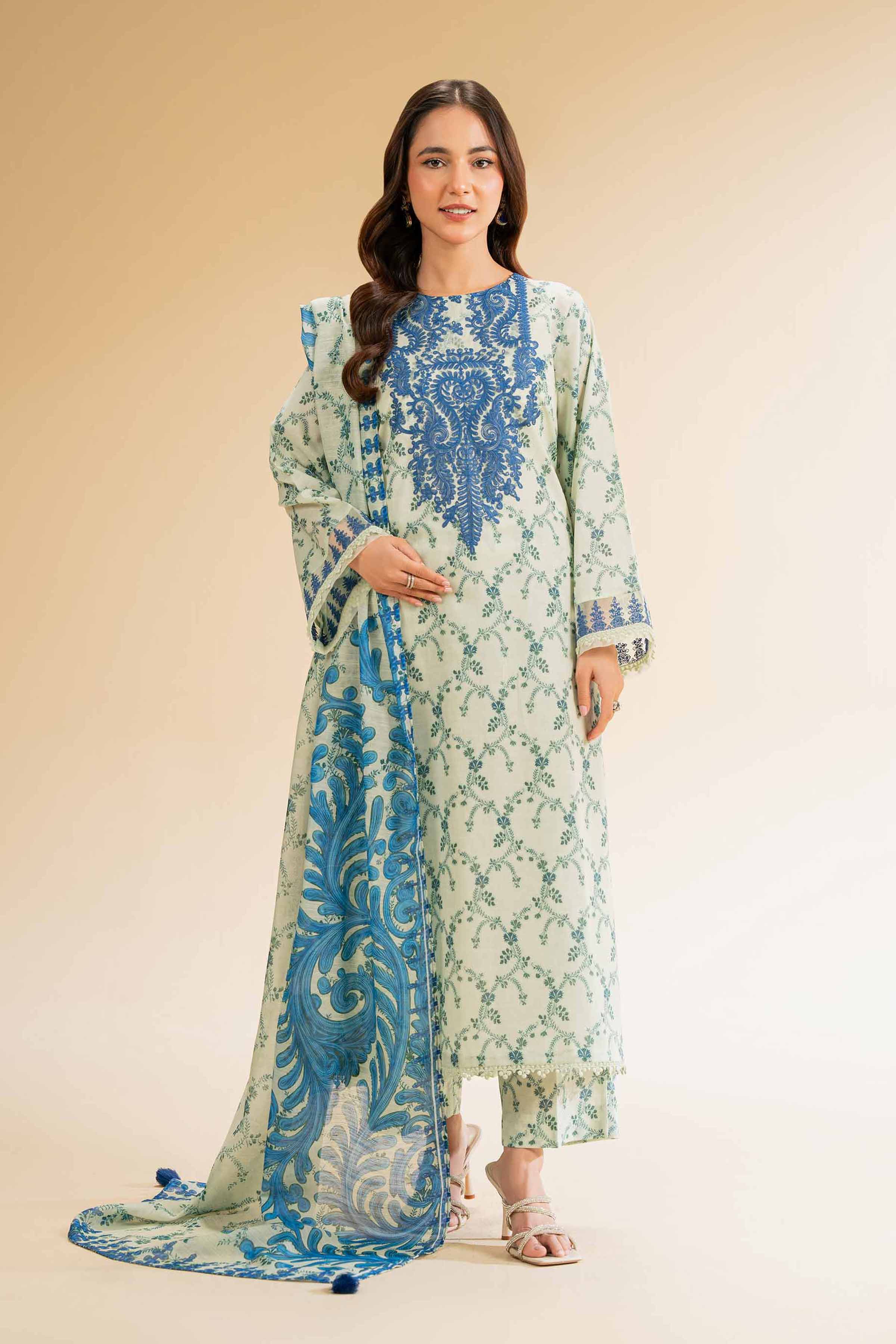 3 Piece - Printed Embroidered Suit - 42501309