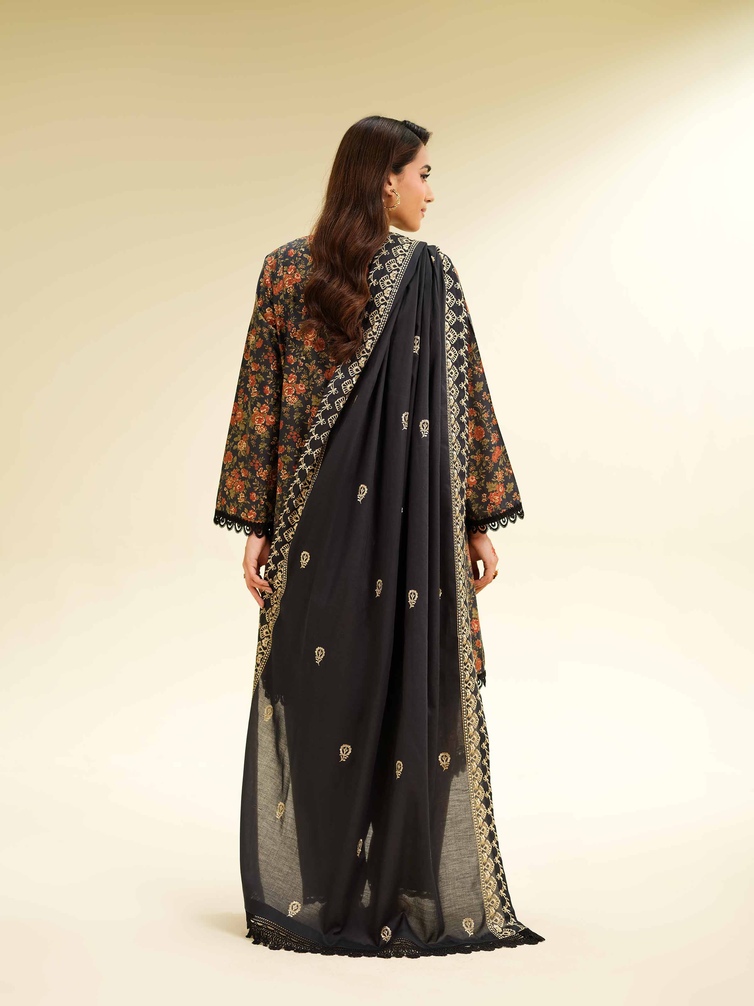 3 Piece - Printed Embroidered Suit - 42501356