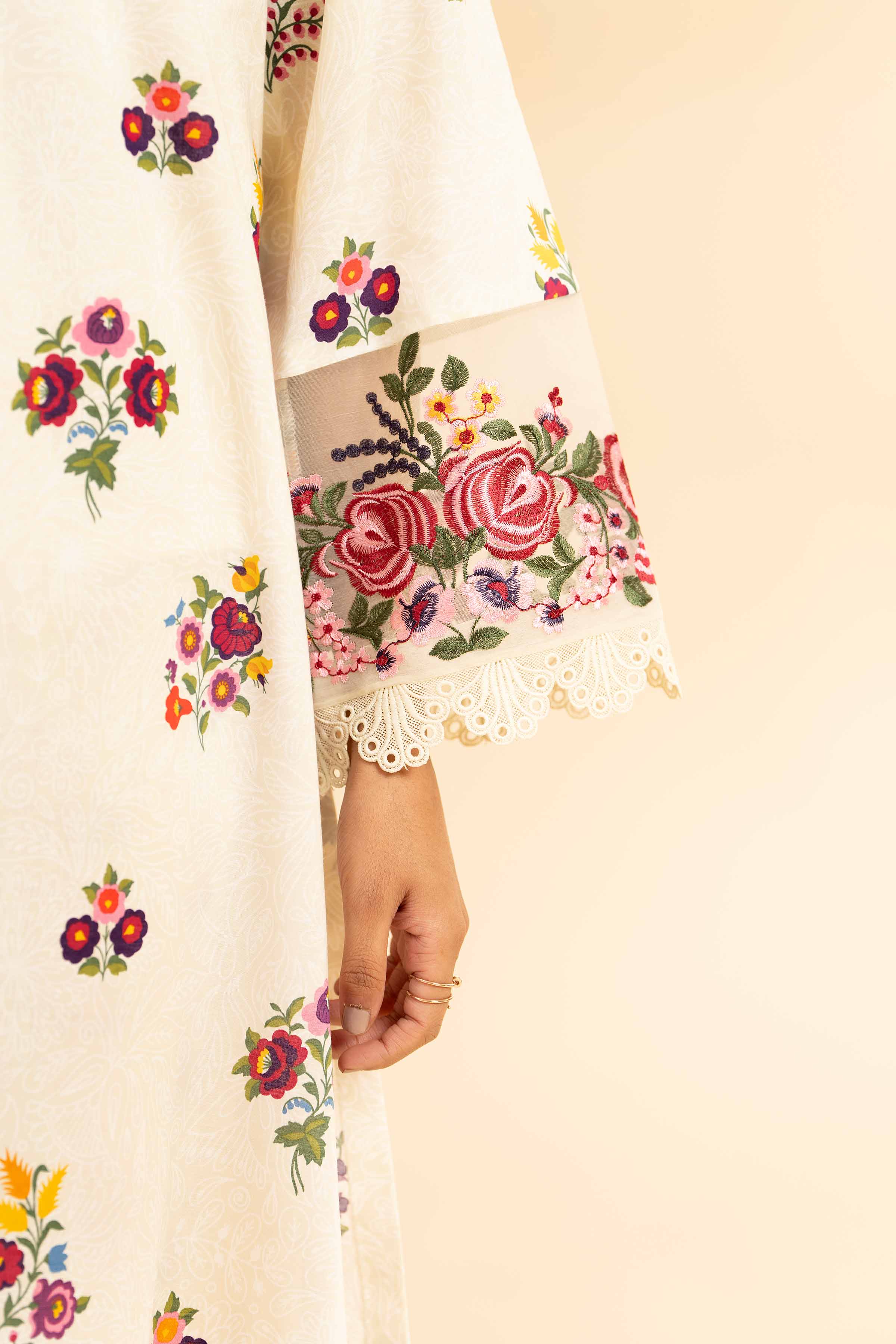 3 Piece - Printed Embroidered Suit - 42501358
